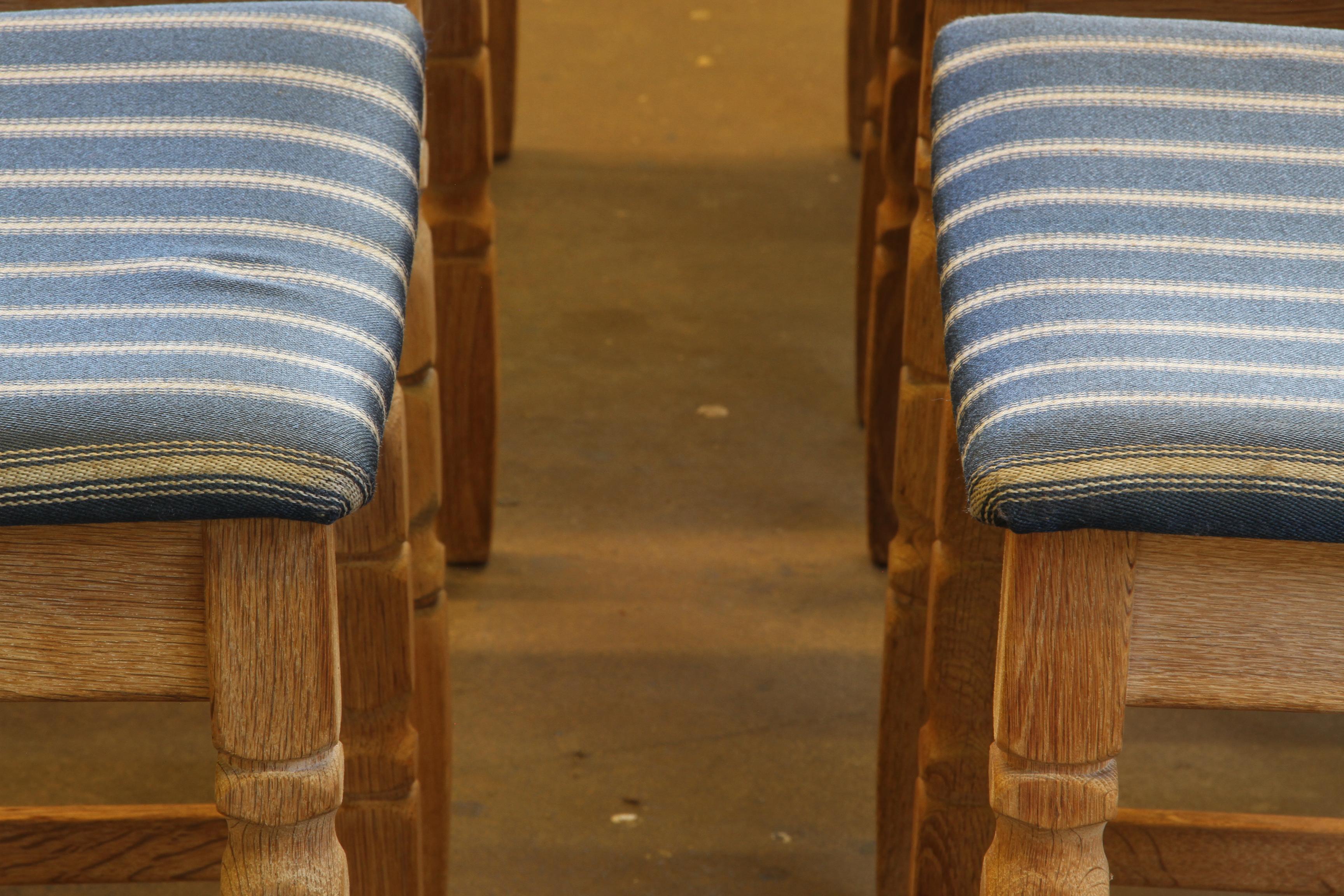 1960s Danish Brutalist Oak Razorblade Dining Chairs by Henning Kjærnulf For Sale 3
