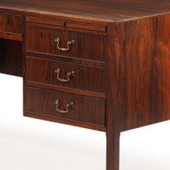 1960s Danish Cabinetmaker's Freestanding Classical Director's Desk in Hardwood