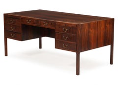 1960s Danish Cabinetmaker's Freestanding Classical Director's Desk in Hardwood