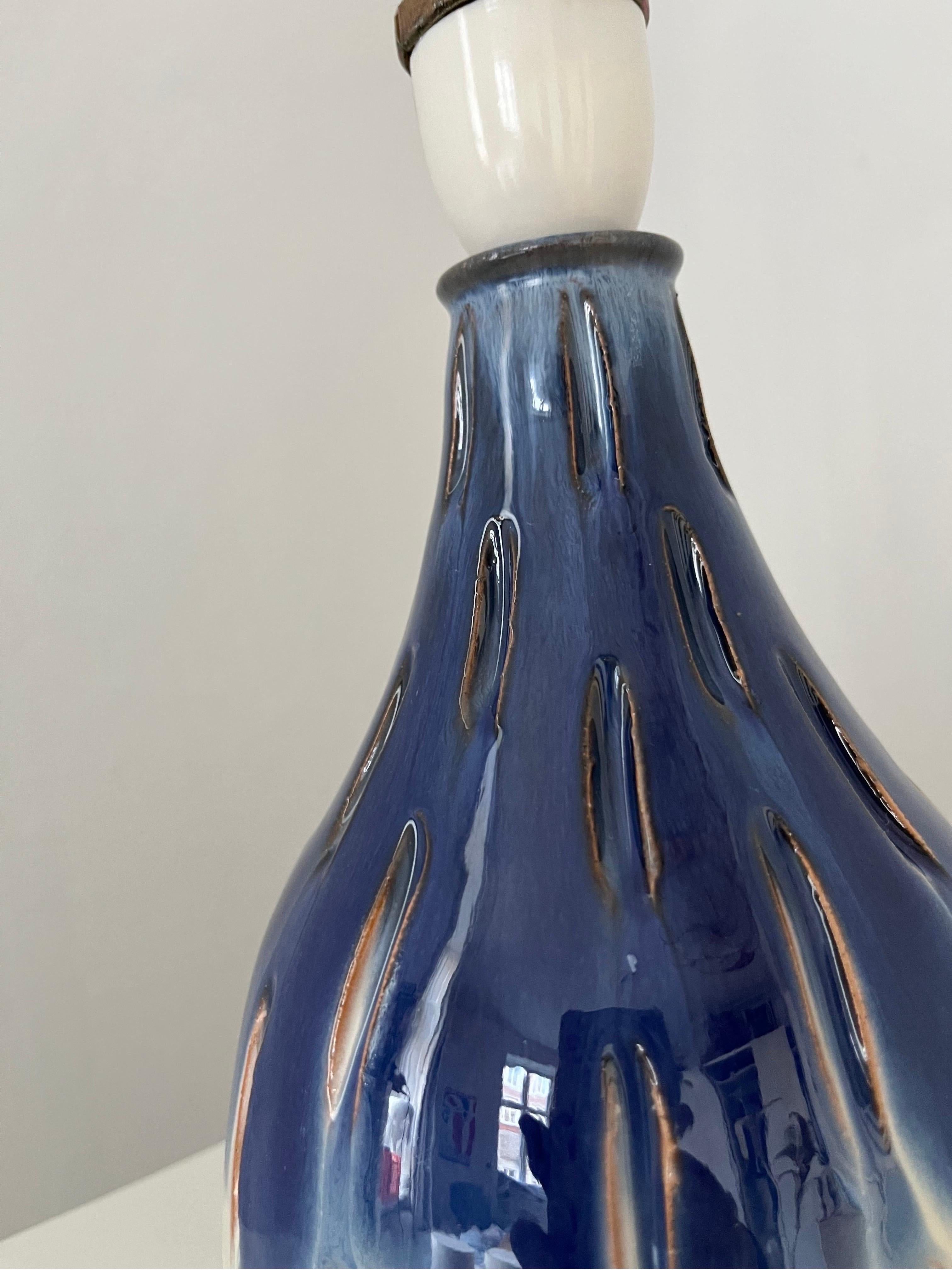 1960s Danish Ceramics Table Lamp by Krogslund Keramik with a gradient glaze For Sale 11