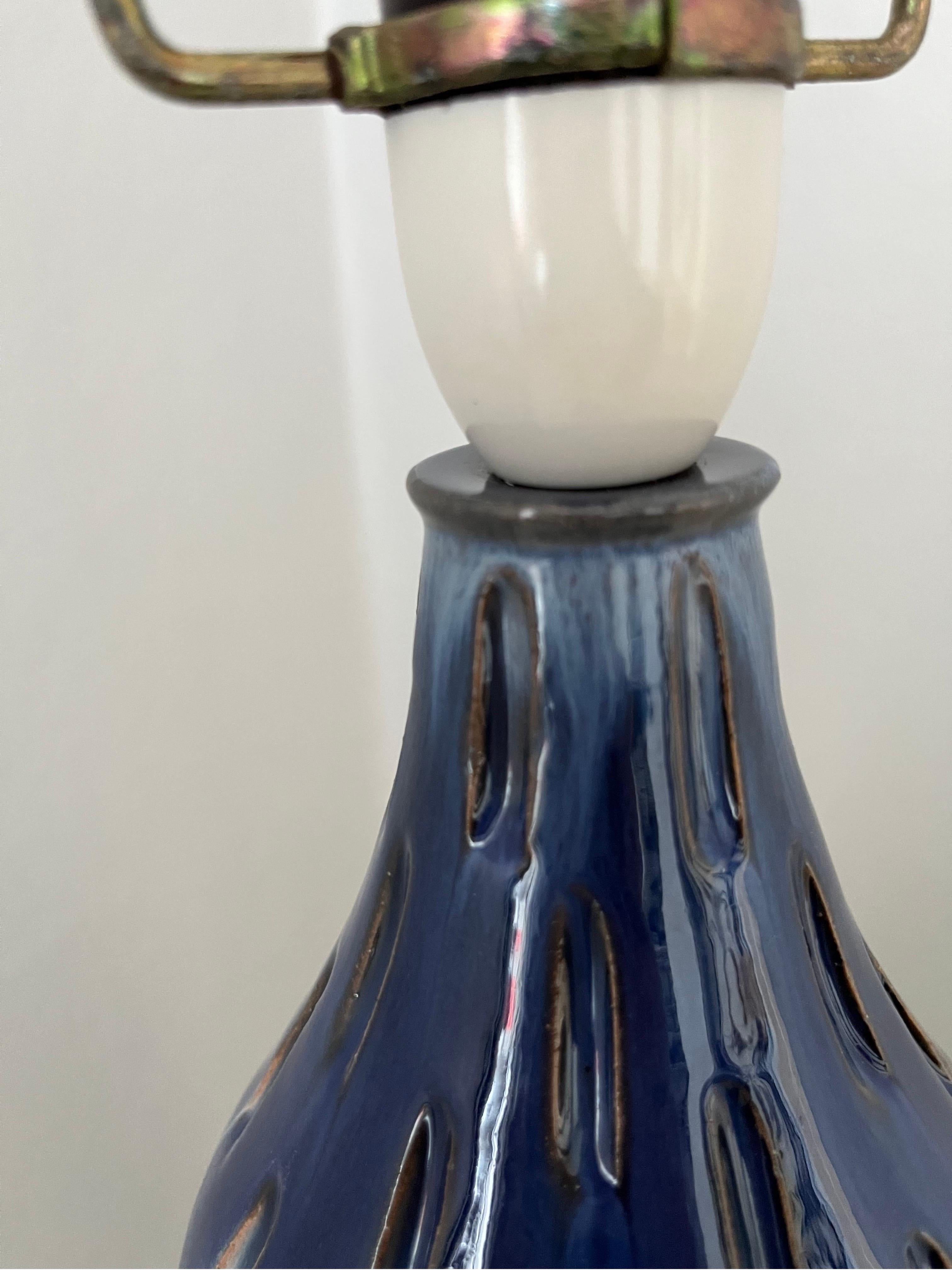 1960s Danish Ceramics Table Lamp by Krogslund Keramik with a gradient glaze For Sale 13