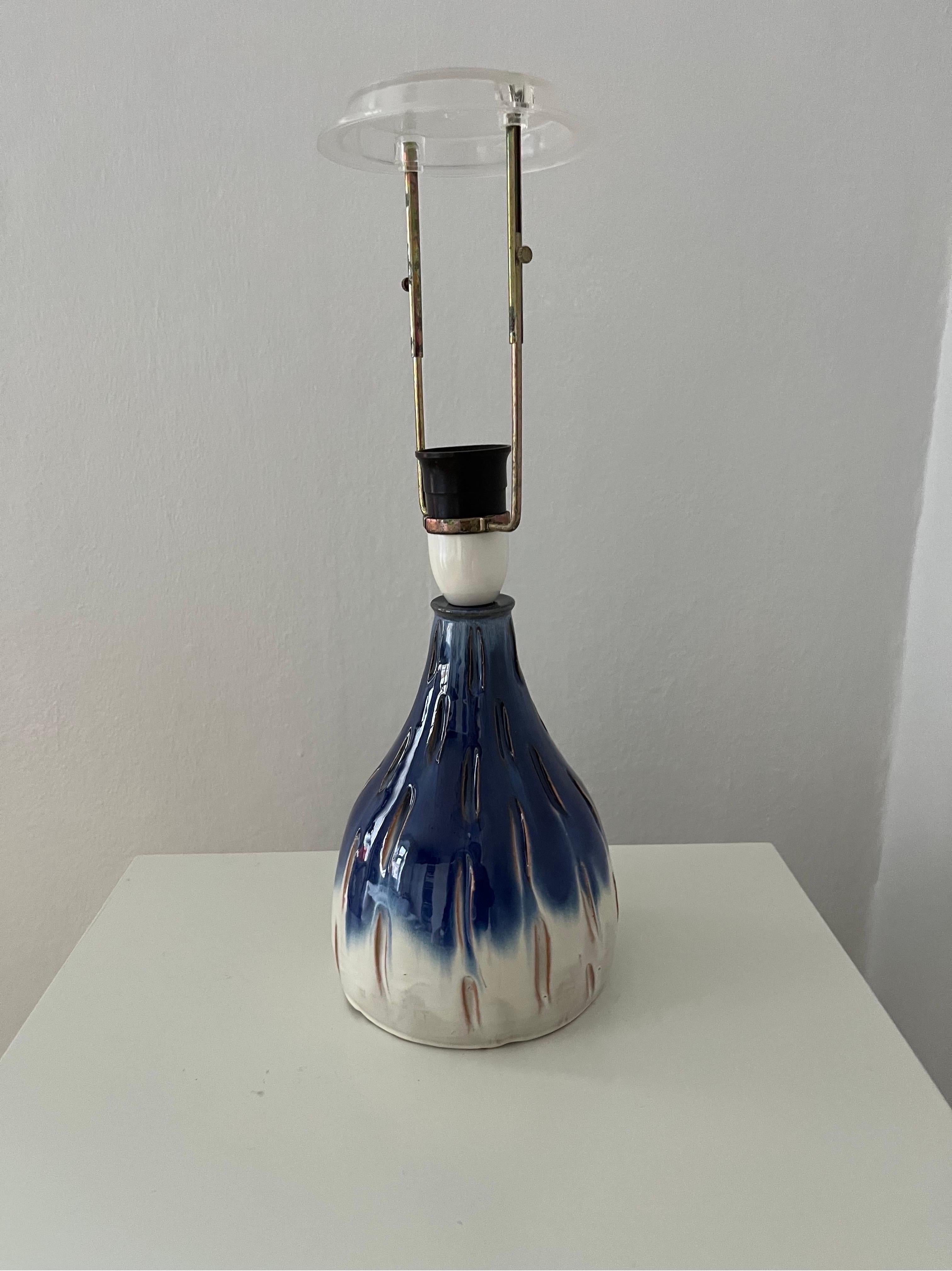 1960s Danish Ceramics Table Lamp by Krogslund Keramik with a gradient glaze For Sale 1