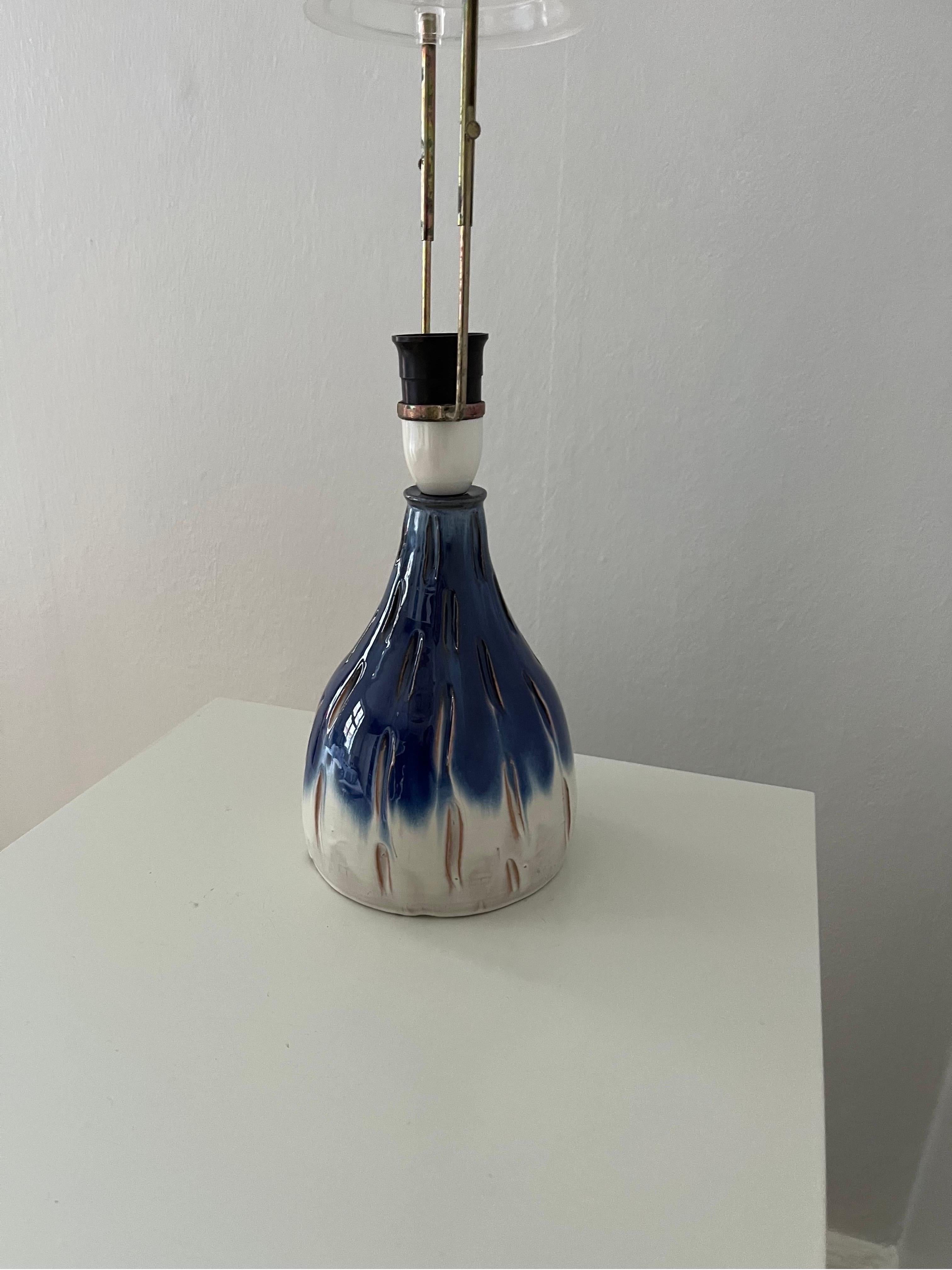 1960s Danish Ceramics Table Lamp by Krogslund Keramik with a gradient glaze For Sale 2