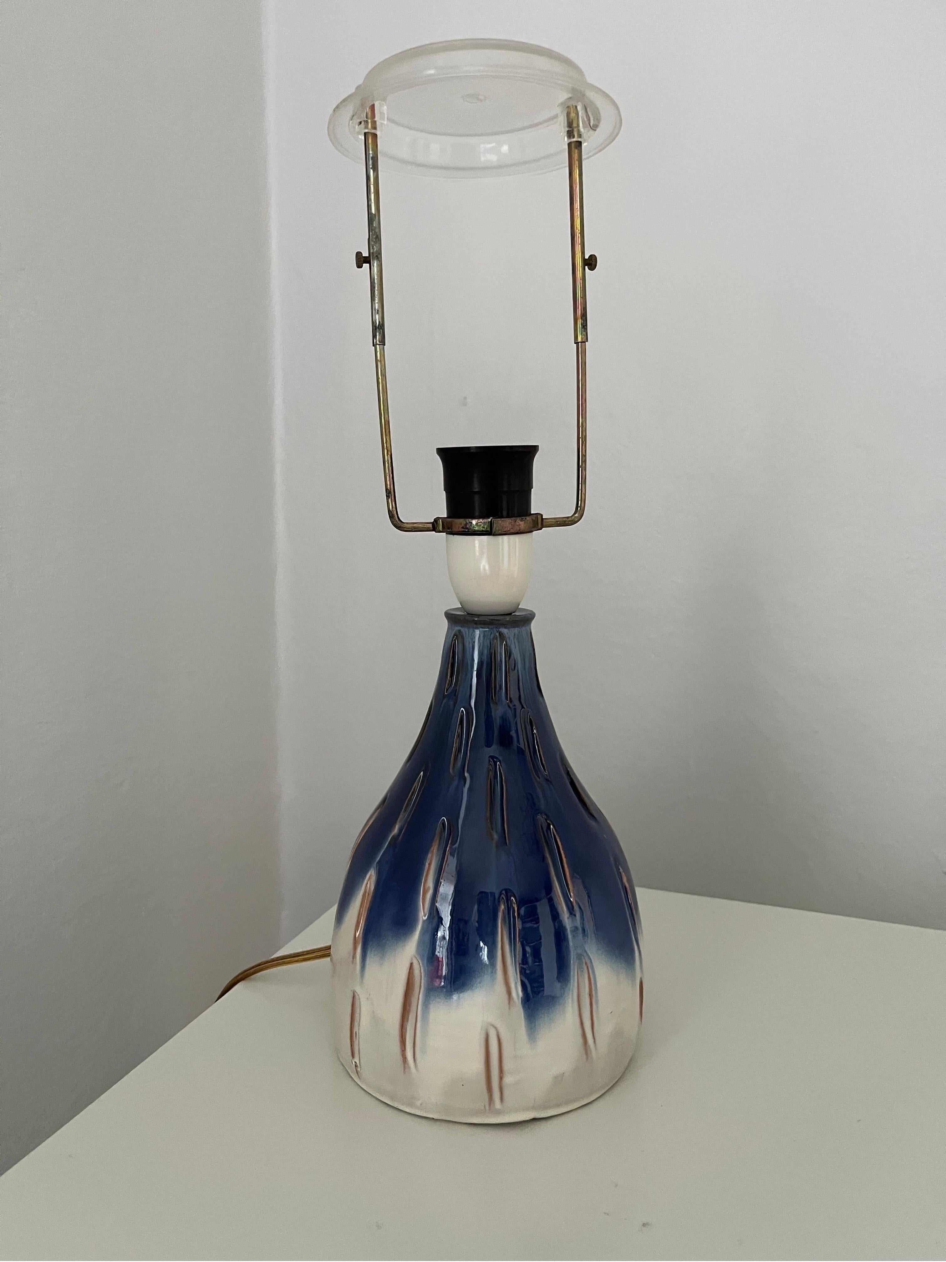 1960s Danish Ceramics Table Lamp by Krogslund Keramik with a gradient glaze For Sale 3