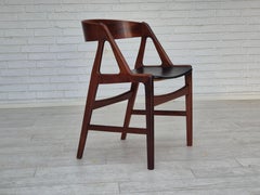 1960s, Danish chair, original condition, solid teak wood, eco leather.