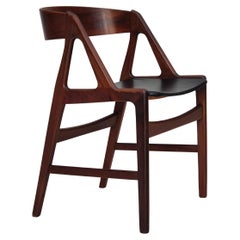 1960s, Danish chair, original condition, solid teak wood, eco leather.