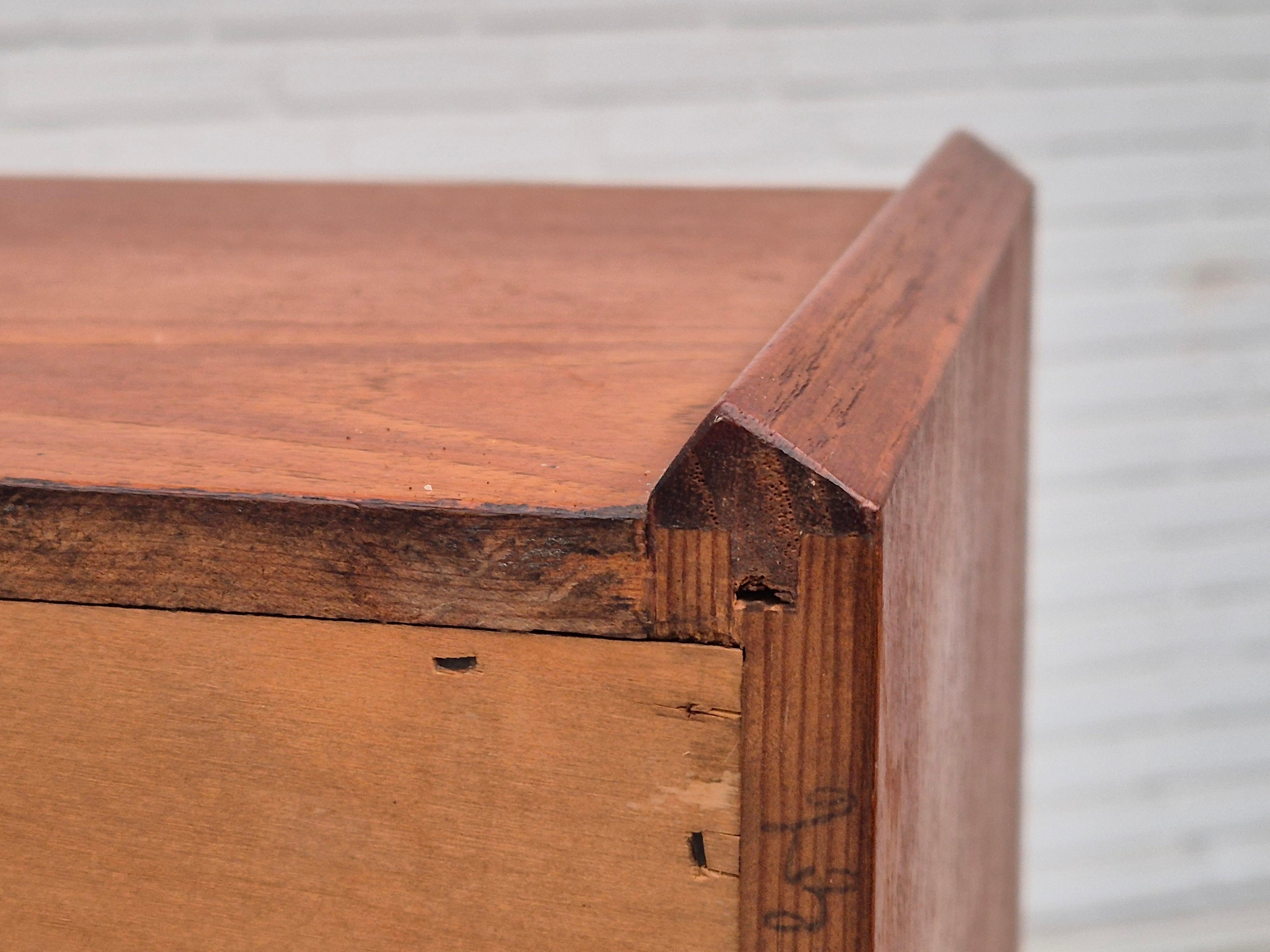 1960s, Danish chest of drawers, original condition, foldable mirror, solid teak. For Sale 9