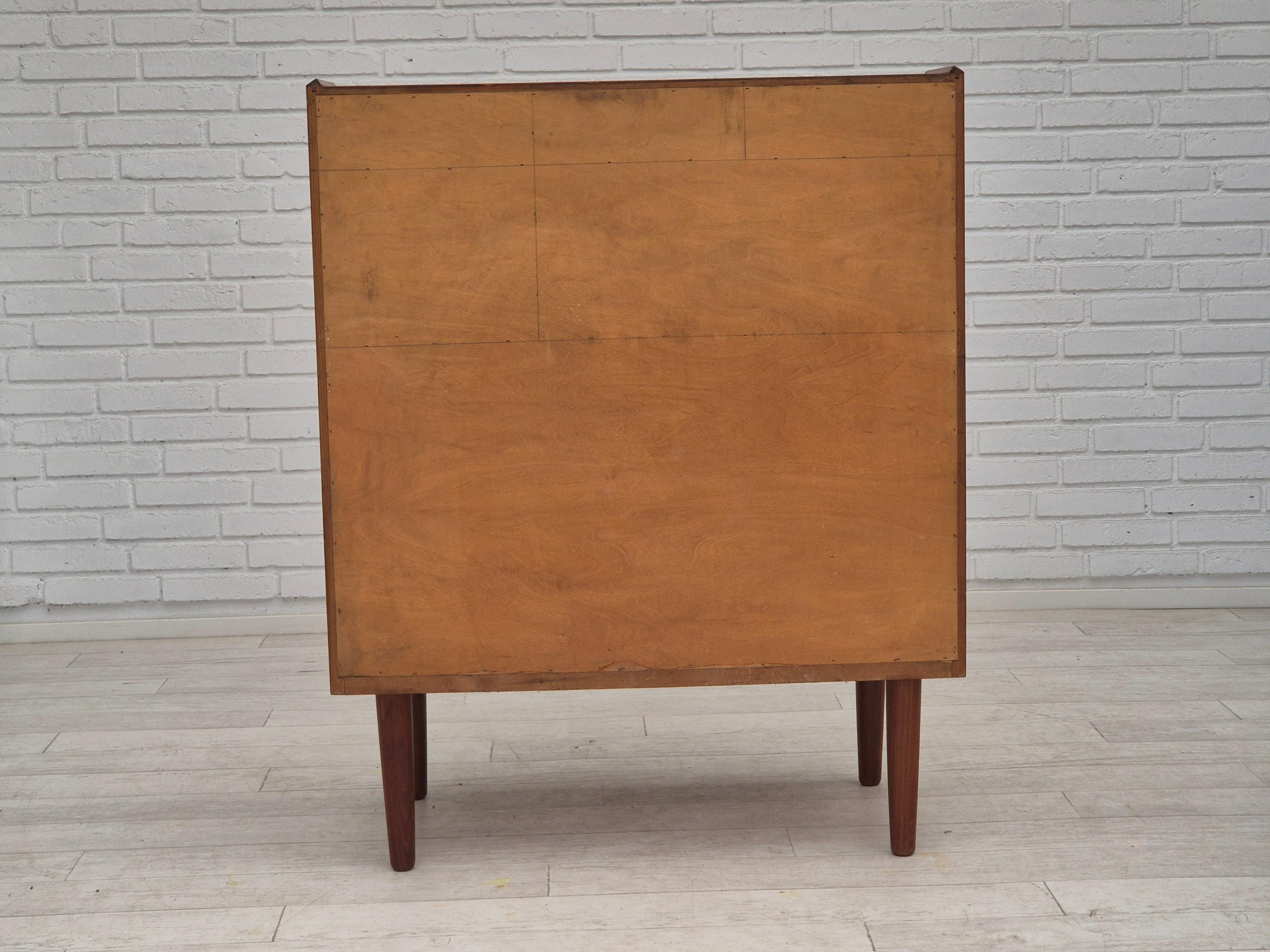 Glass 1960s, Danish chest of drawers, original condition, foldable mirror, solid teak. For Sale