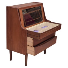 1960s, Danish chest of drawers, original condition, foldable mirror, solid teak.