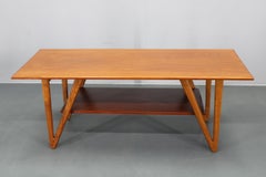 1960s Danish Coffee Table in Teak and Oak, Restored Scandinavian Modern Design