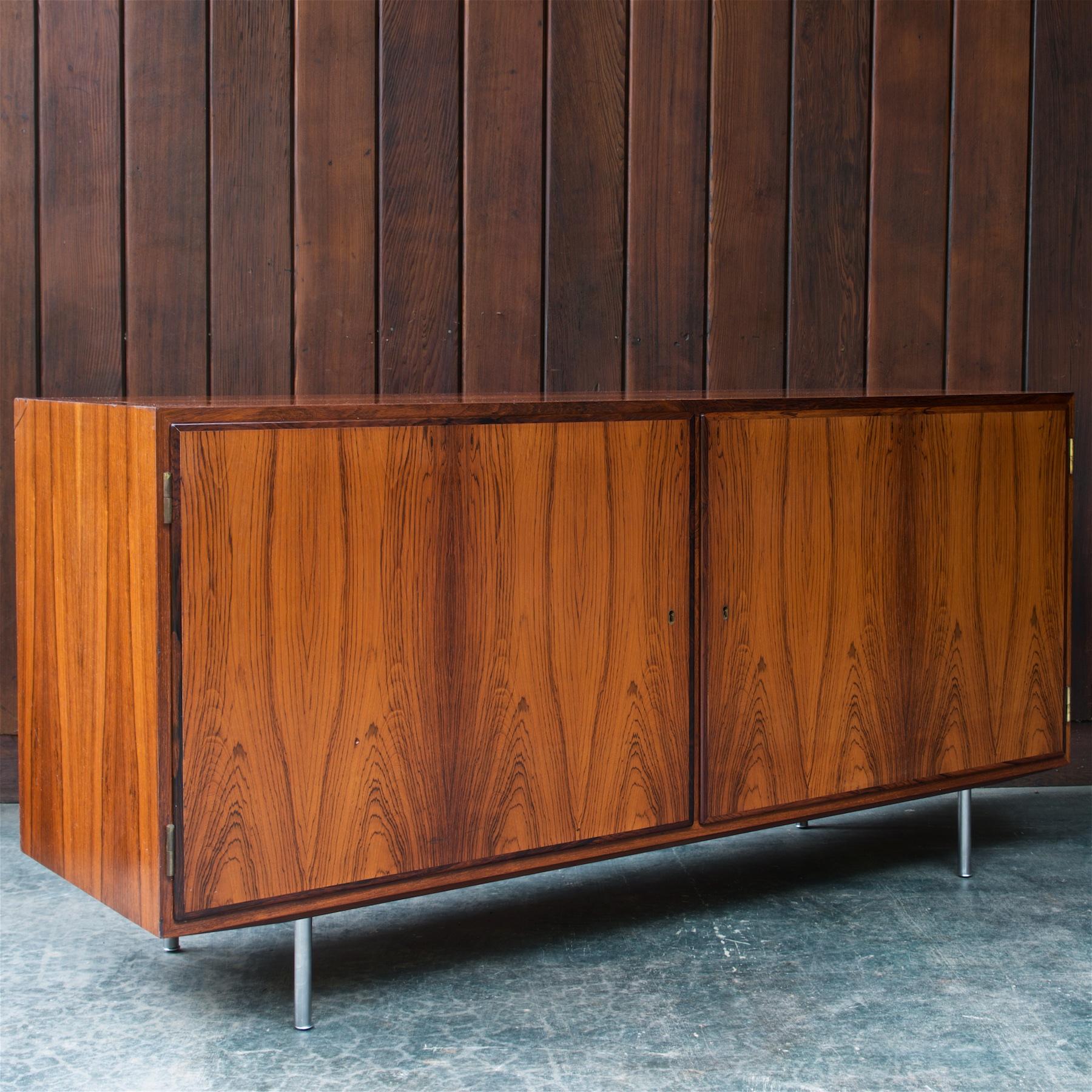 Lacquered 1960s Danish Credenza Midcentury Hundevad Rosewood Rustic Cabinmodern