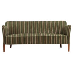 1960s, Danish curved 2 seater sofa, original condition, wool fabric, beech wood.