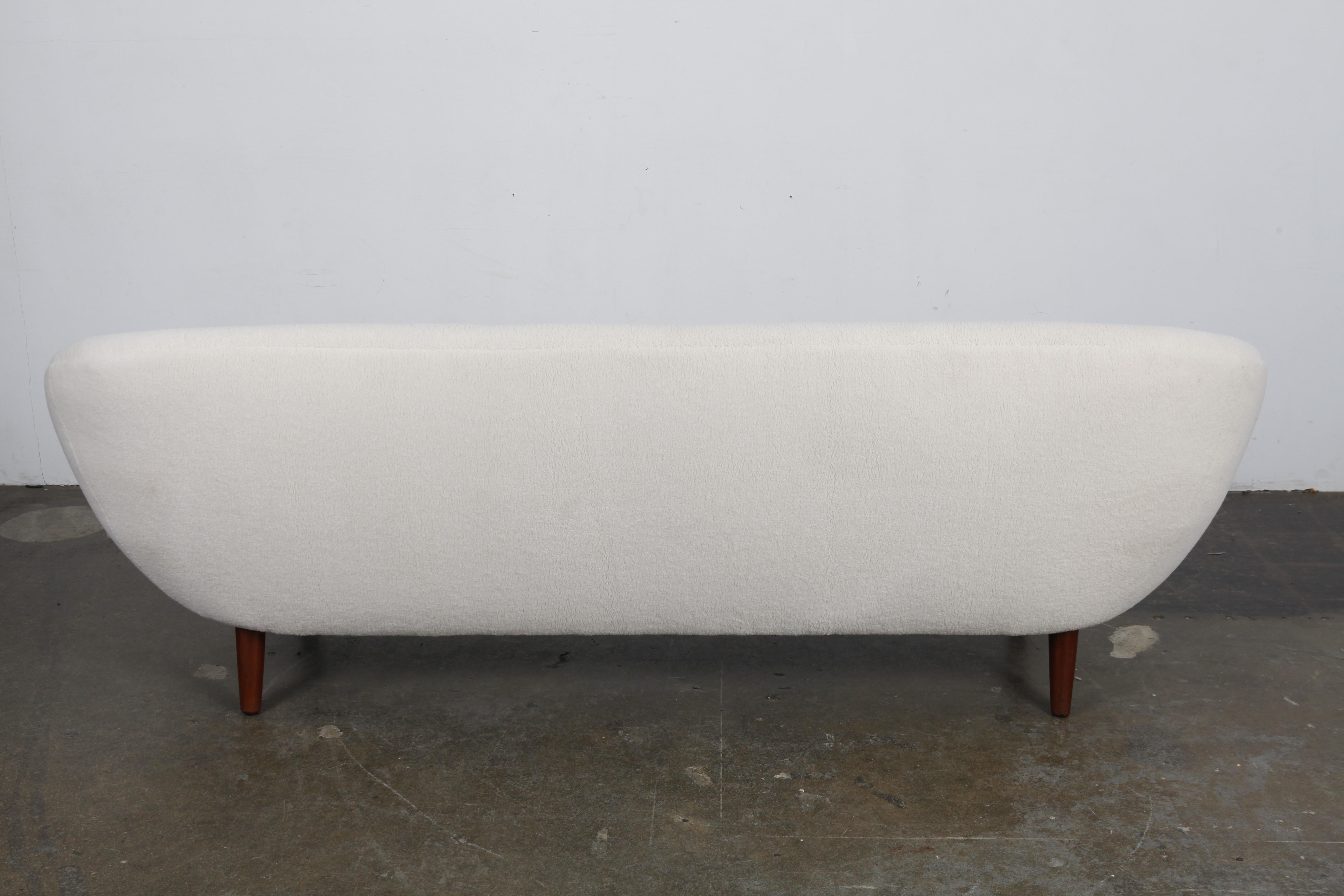 1960s Danish Curved Sofa with Faux Shearling Upholstery In Good Condition In North Hollywood, CA