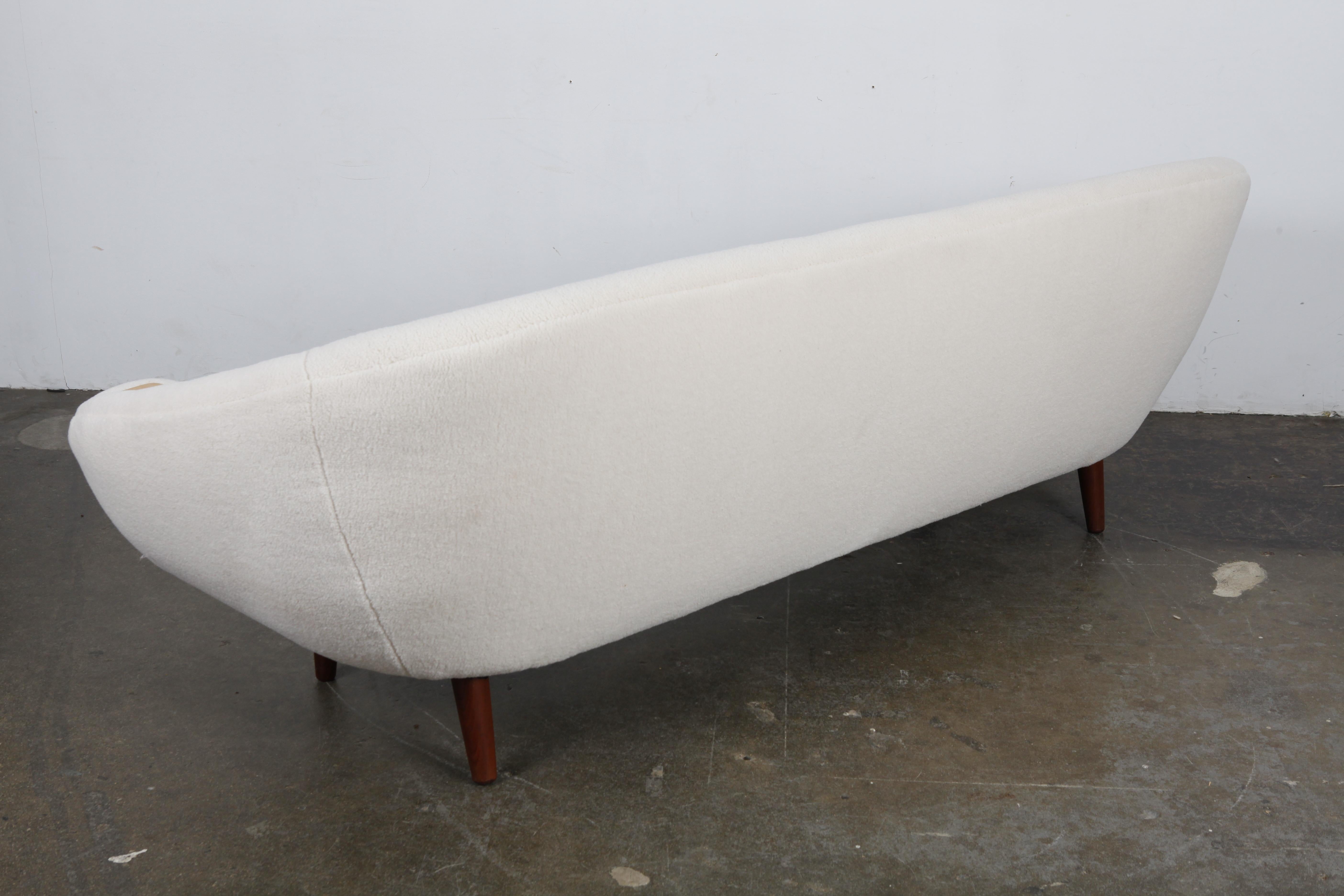 Mid-20th Century 1960s Danish Curved Sofa with Faux Shearling Upholstery