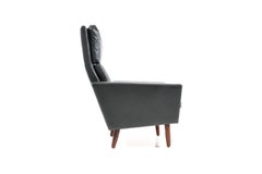 1960s Danish Dark Green Leather Lounge Chair