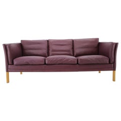 1960s Danish Dark Violet 3-Seat Leather
