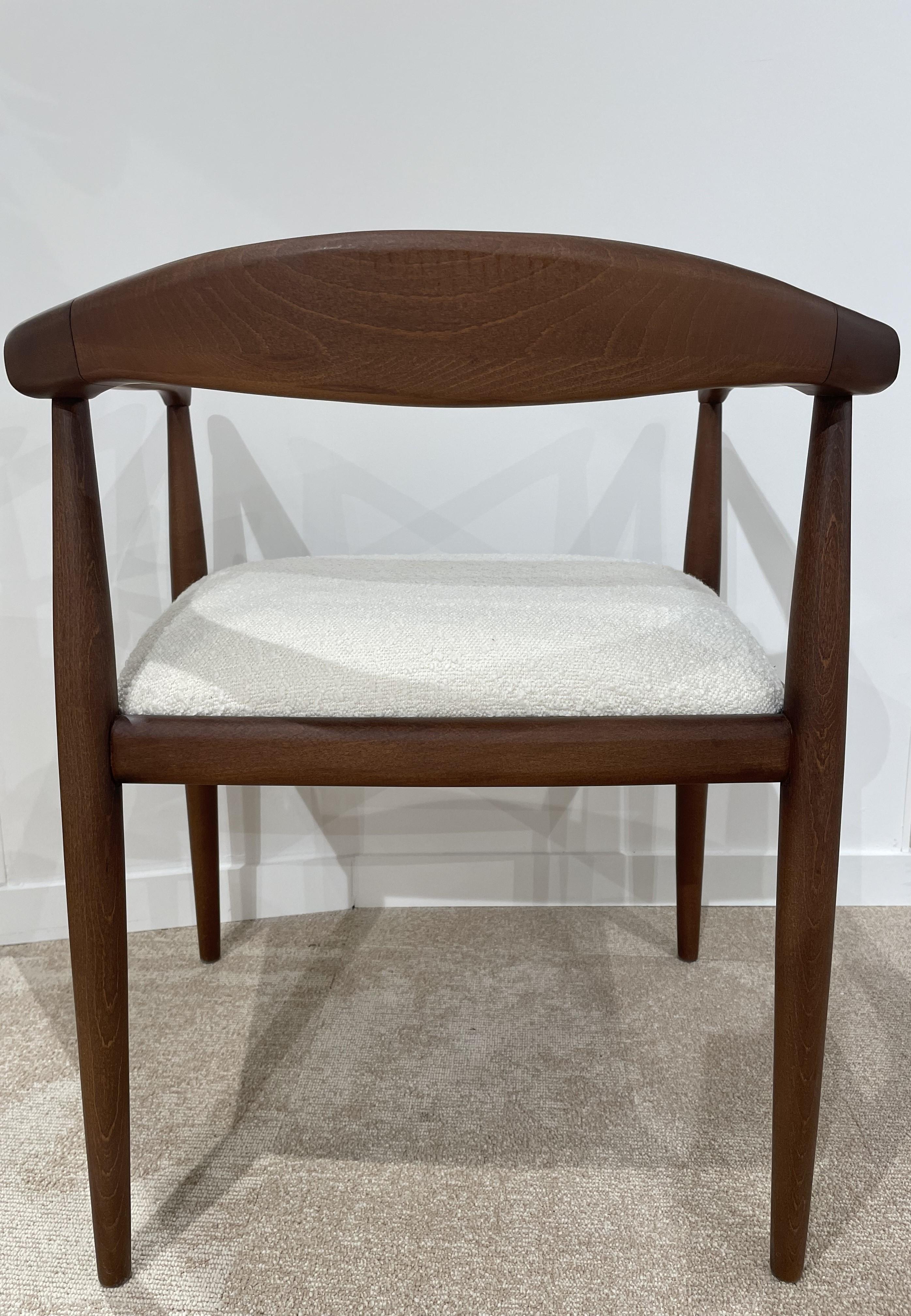 1960s Danish Design and Scandinavian Style Wooden and Bouclé Fabric Chair For Sale 6