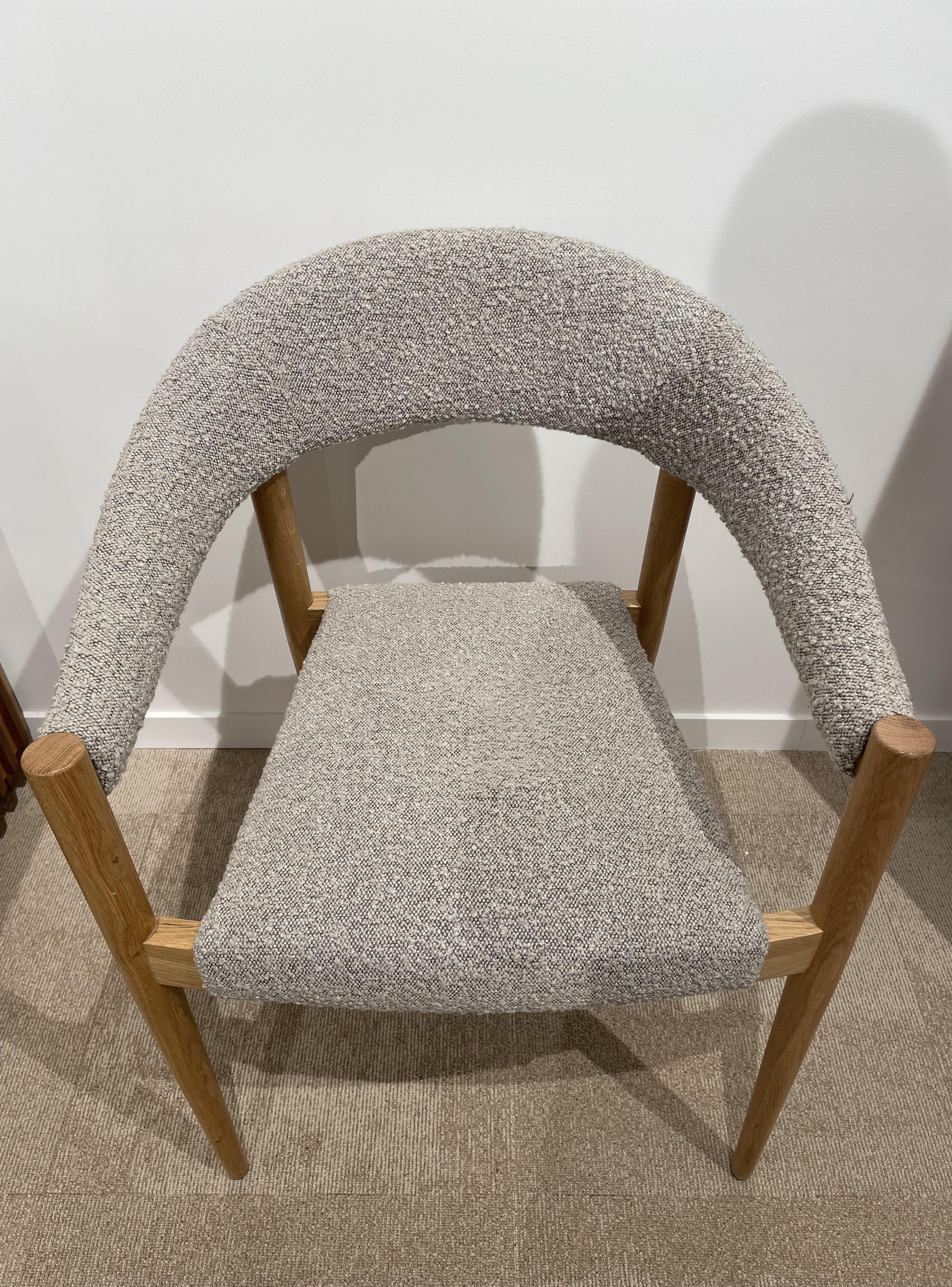 1960s Danish Design and Scandinavian Style Wooden and Bouclé Fabric Chair For Sale 7