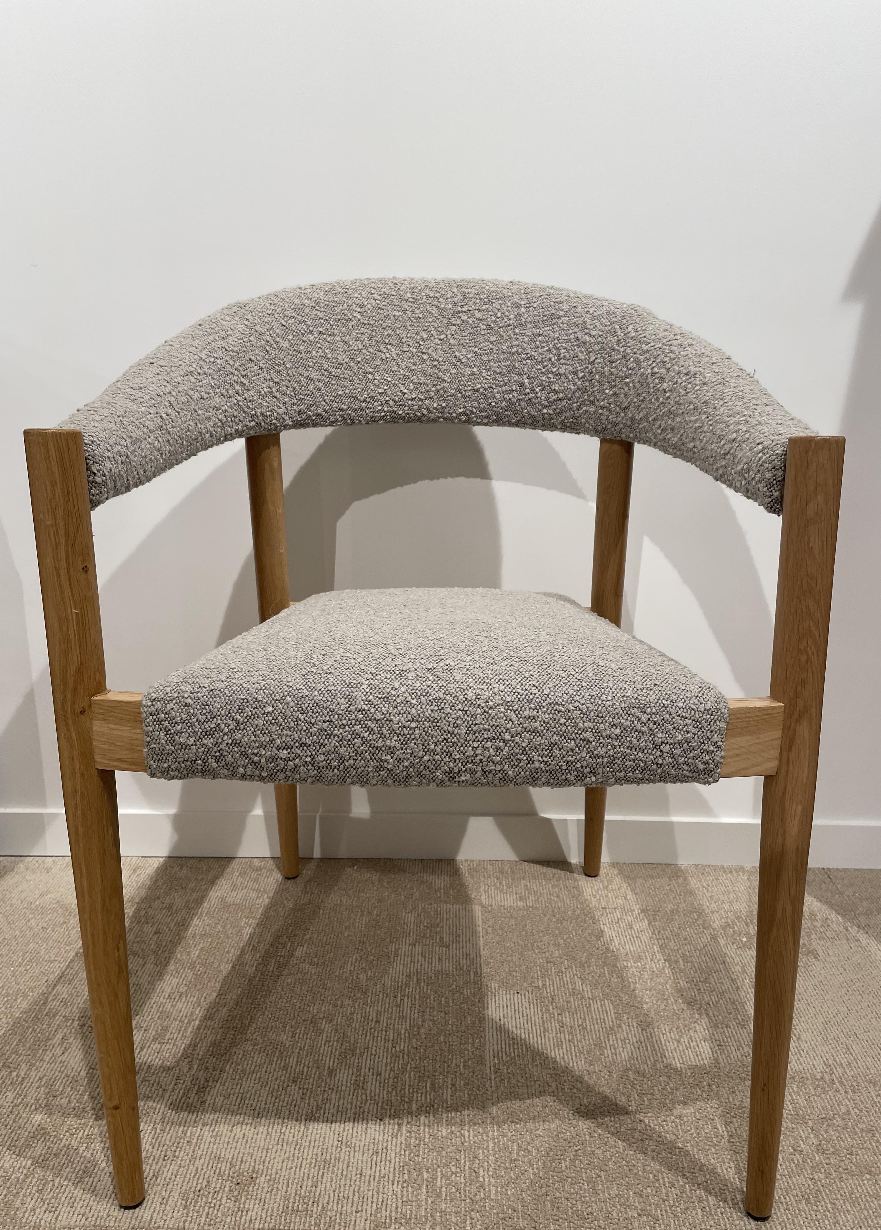 1960s Danish Design and Scandinavian Style Wooden and Bouclé Fabric Chair For Sale 8