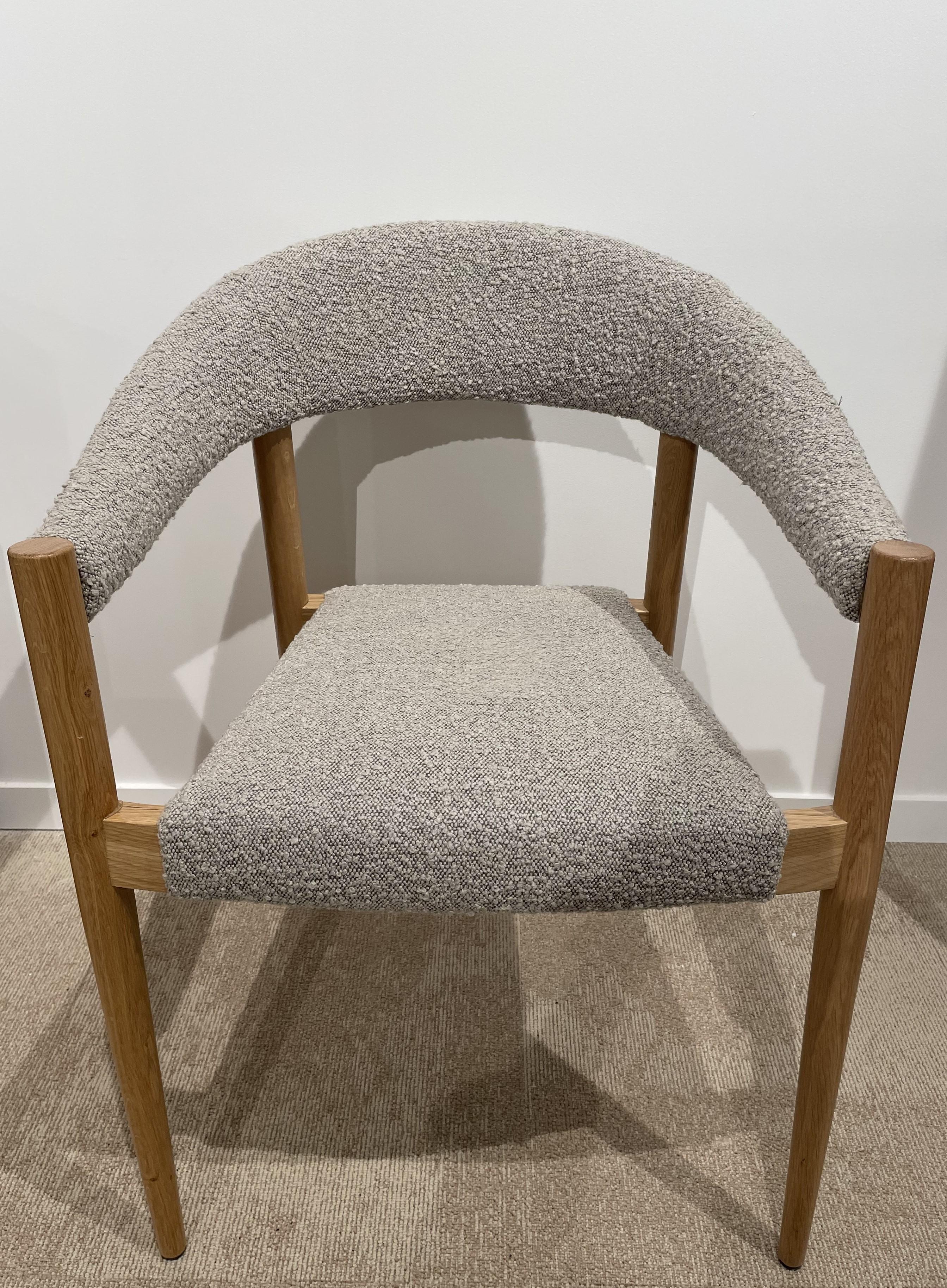 1960s Danish Design and Scandinavian Style Wooden and Bouclé Fabric Chair For Sale 9