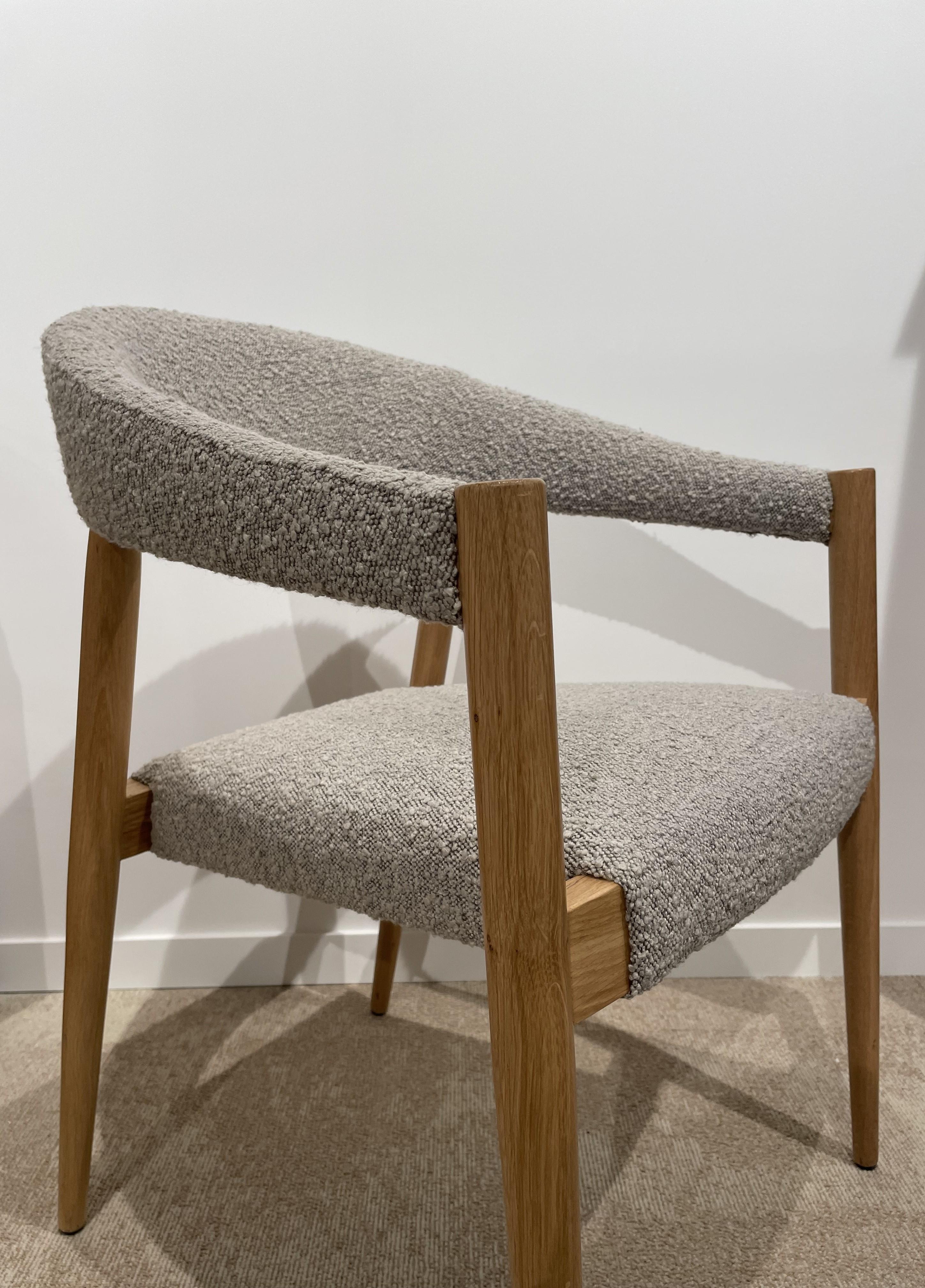 1960s Danish Design and Scandinavian Style Wooden and Bouclé Fabric Chair For Sale 11