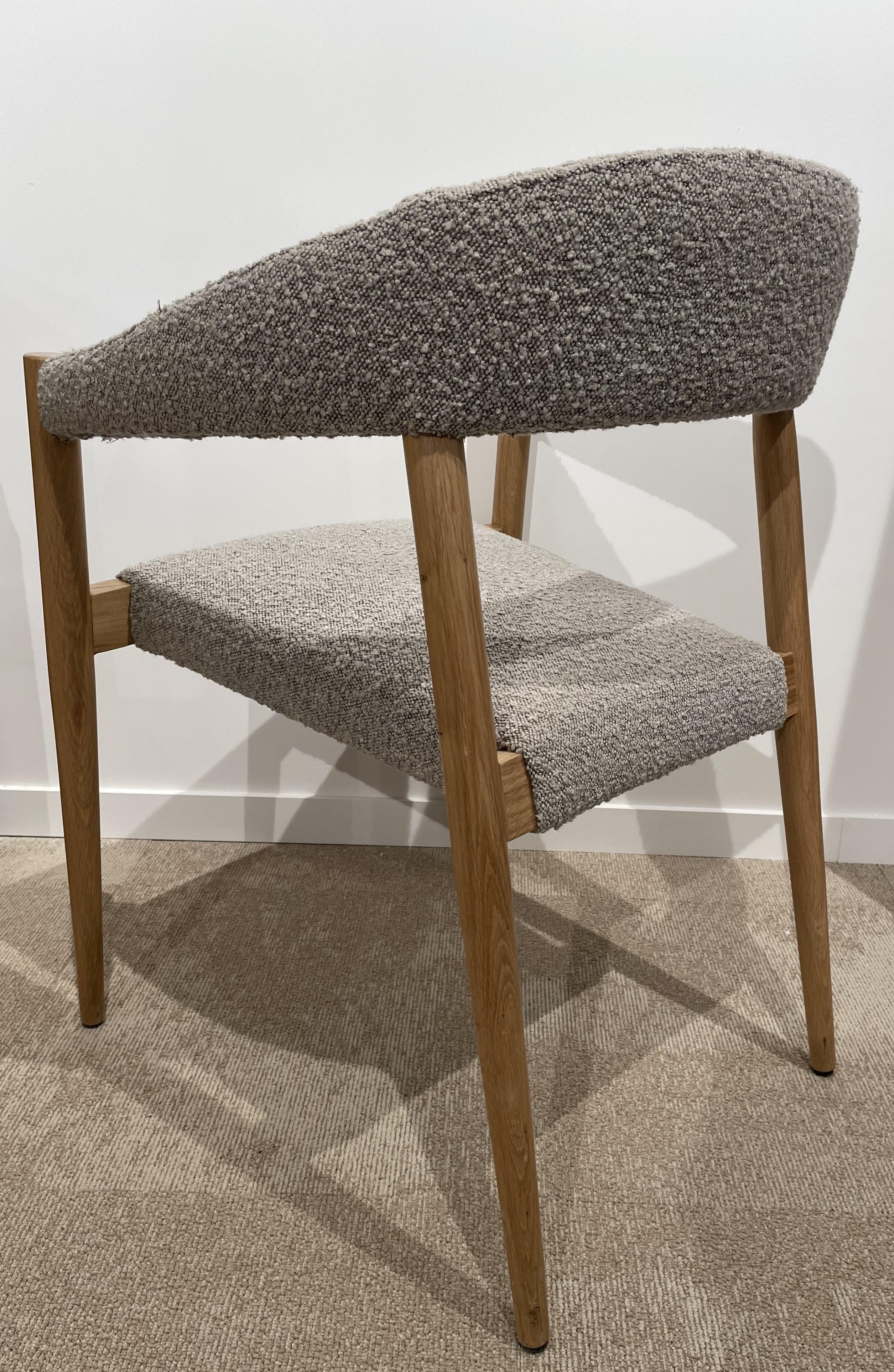 Contemporary 1960s Danish Design and Scandinavian Style Wooden and Bouclé Fabric Chair For Sale