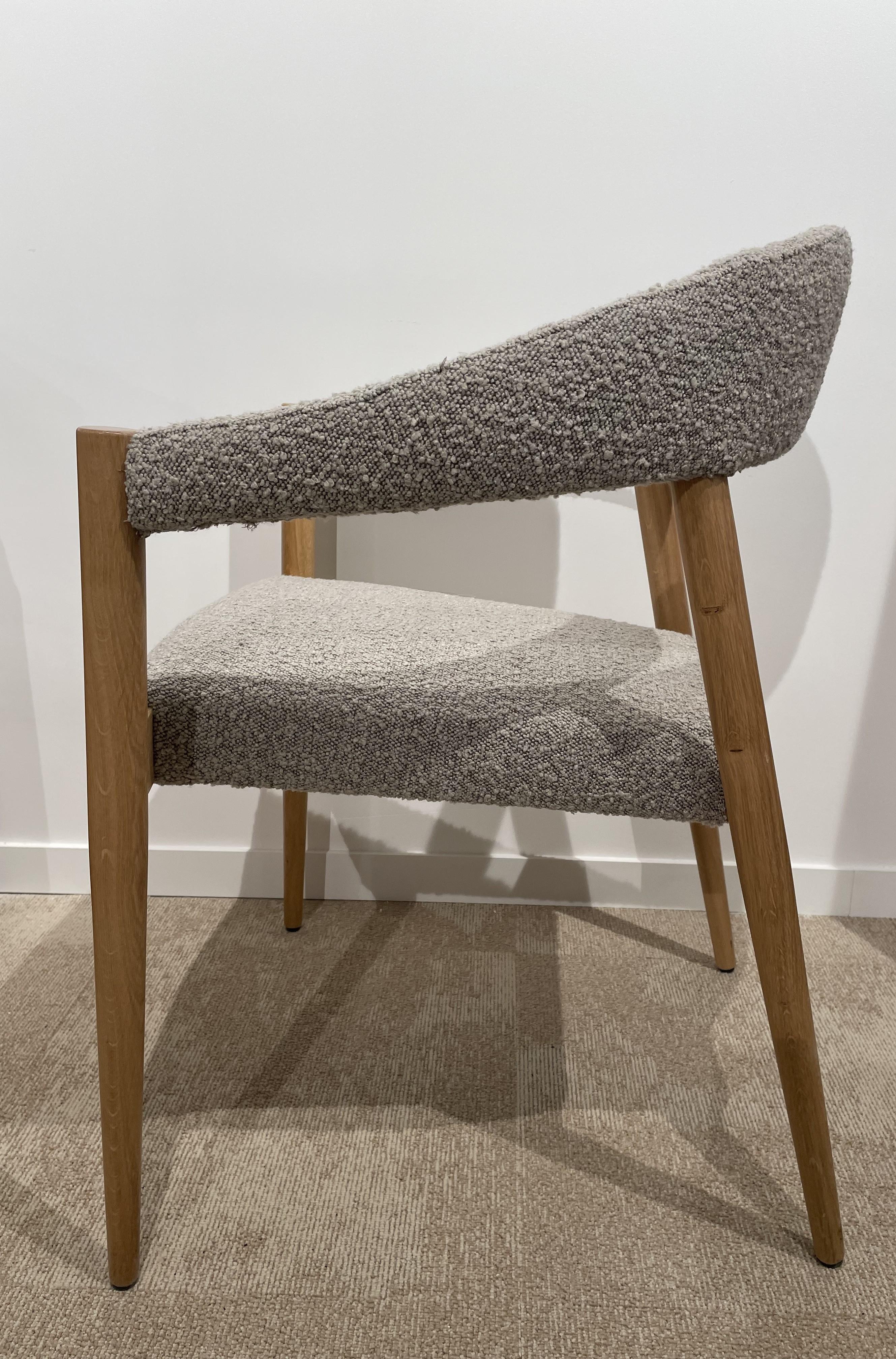 1960s Danish Design and Scandinavian Style Wooden and Bouclé Fabric Chair For Sale 2