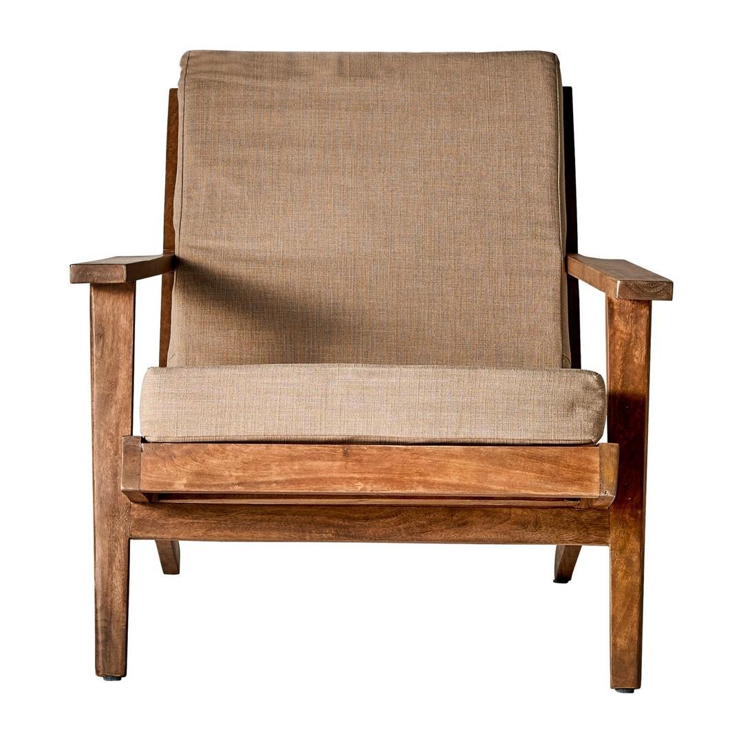 1960s Danish Design and Scandinavian Style Wooden and Linen Fabric Armchair 1