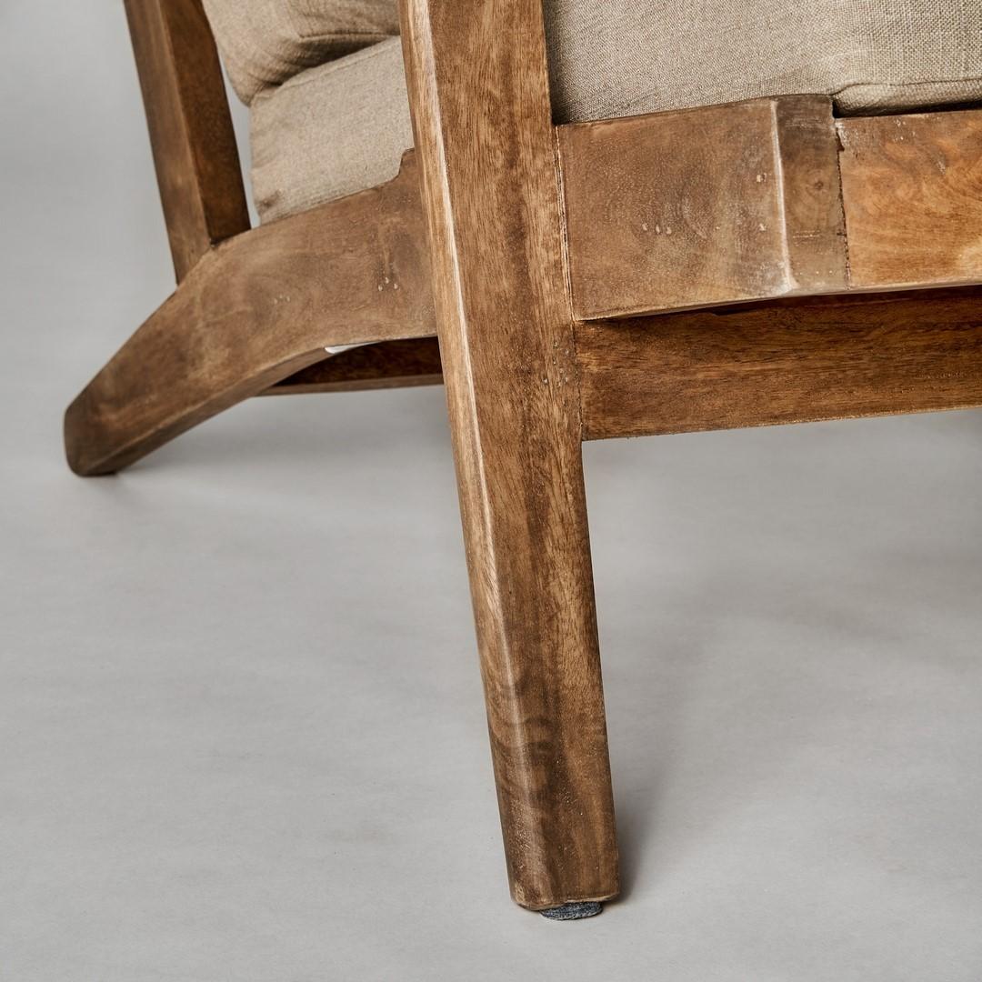 1960s Danish Design and Scandinavian Style Wooden and Linen Fabric Armchair 2