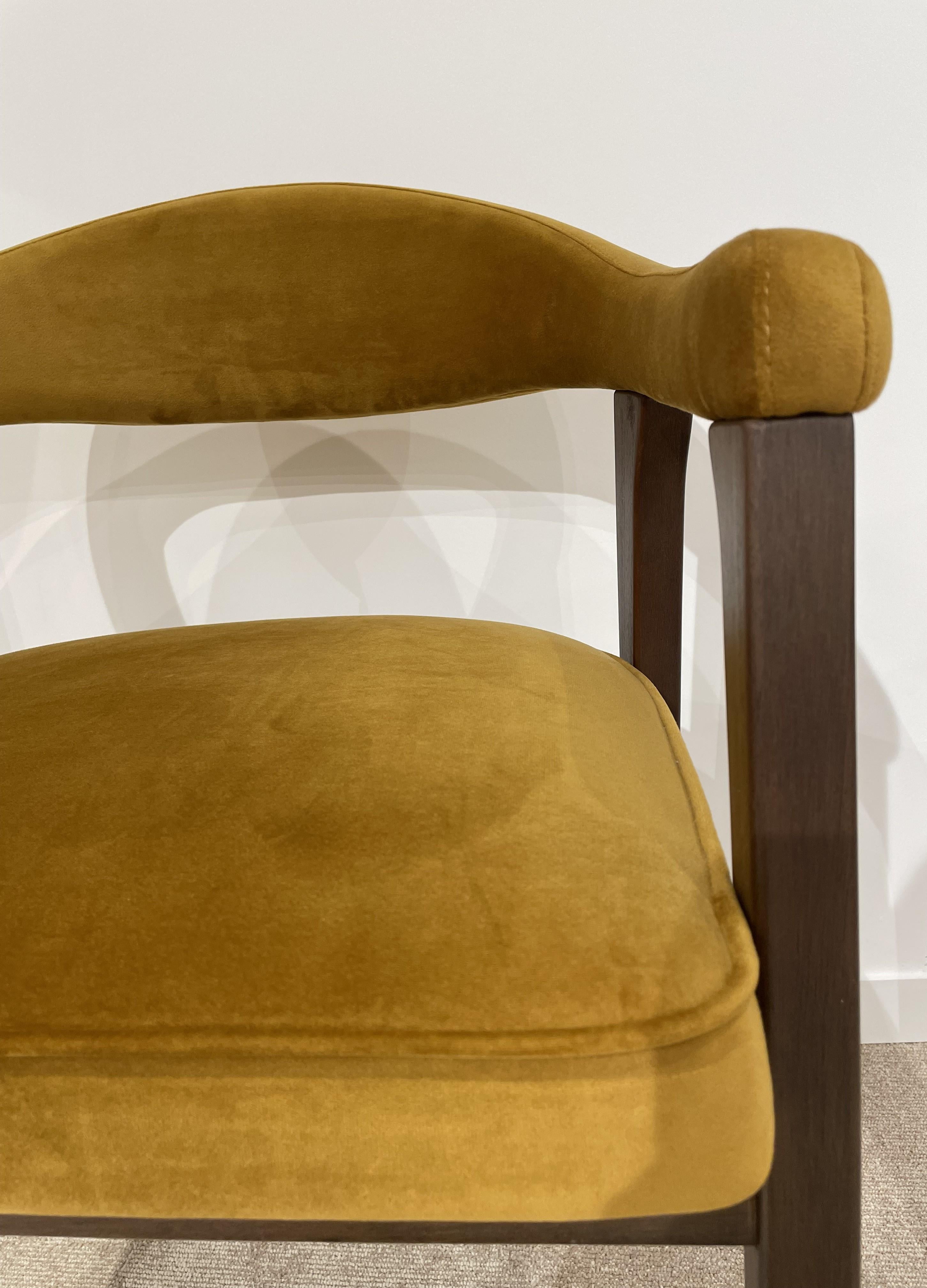 1960s Danish Design and Scandinavian Style Wooden and Velvet Fabric Chair For Sale 7