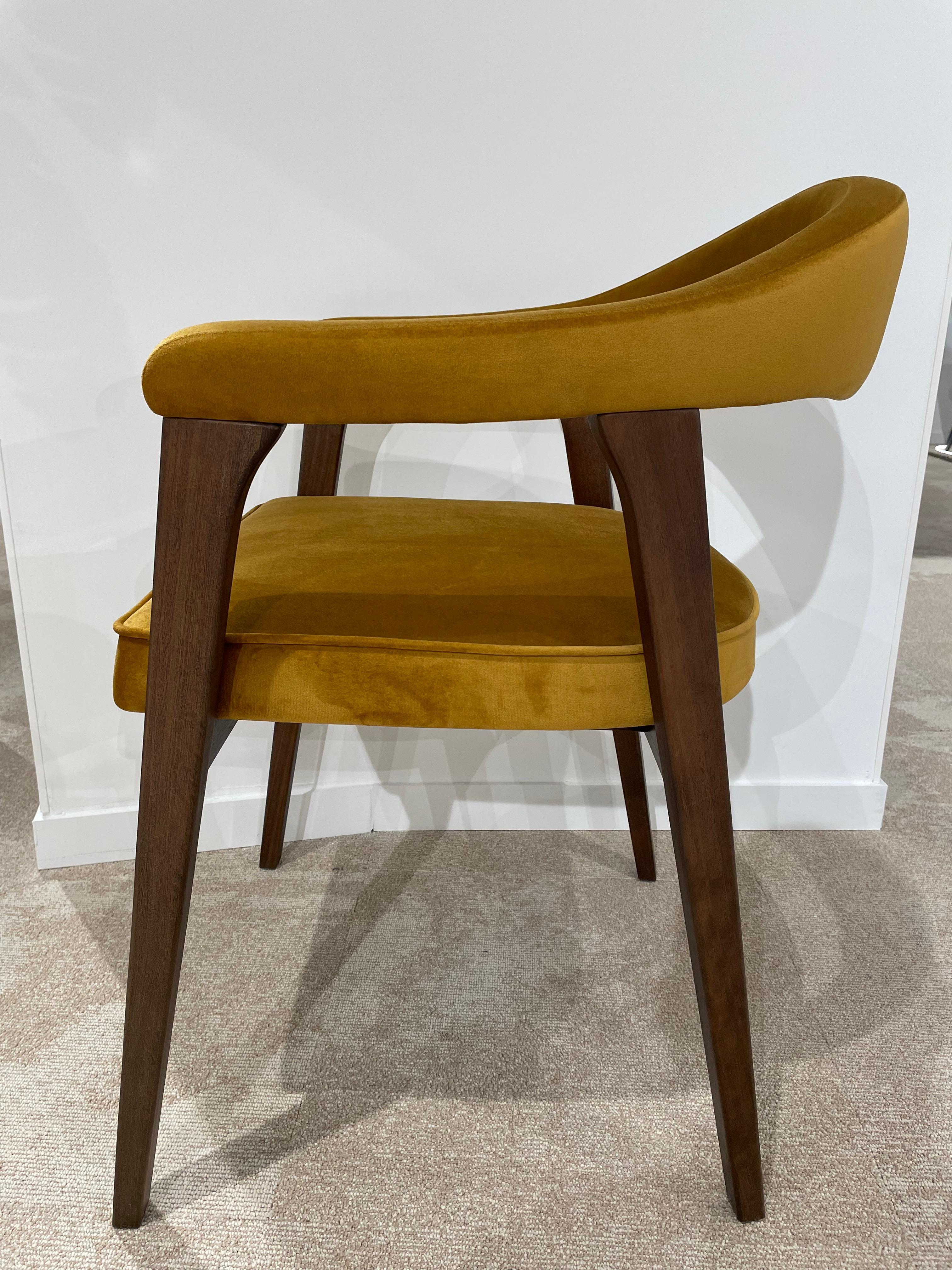 1960s Danish Design and Scandinavian style wooden and velvet fabric chair, around the dining table, it will be perfect in the office too!
 