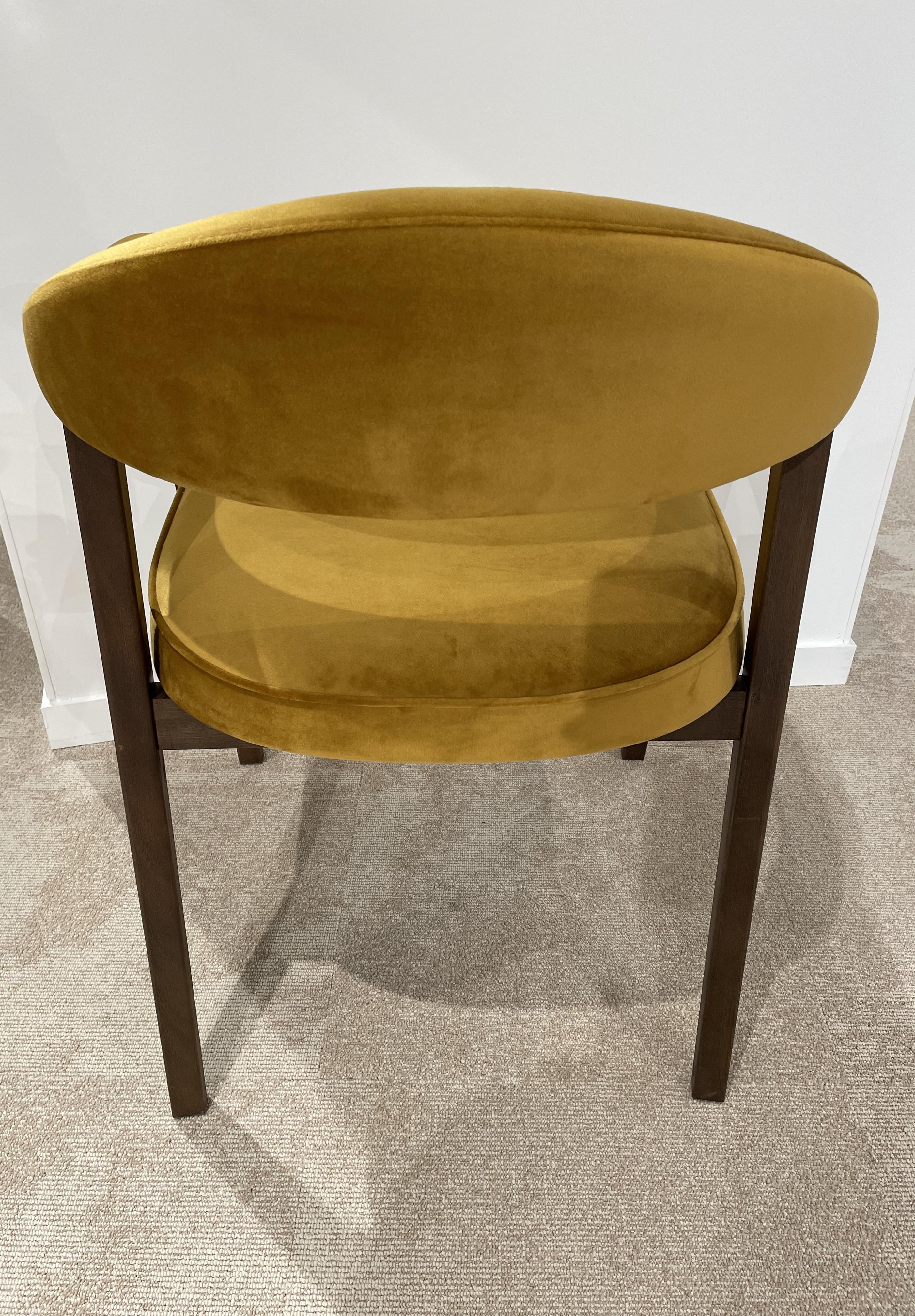 Contemporary 1960s Danish Design and Scandinavian Style Wooden and Velvet Fabric Chair For Sale