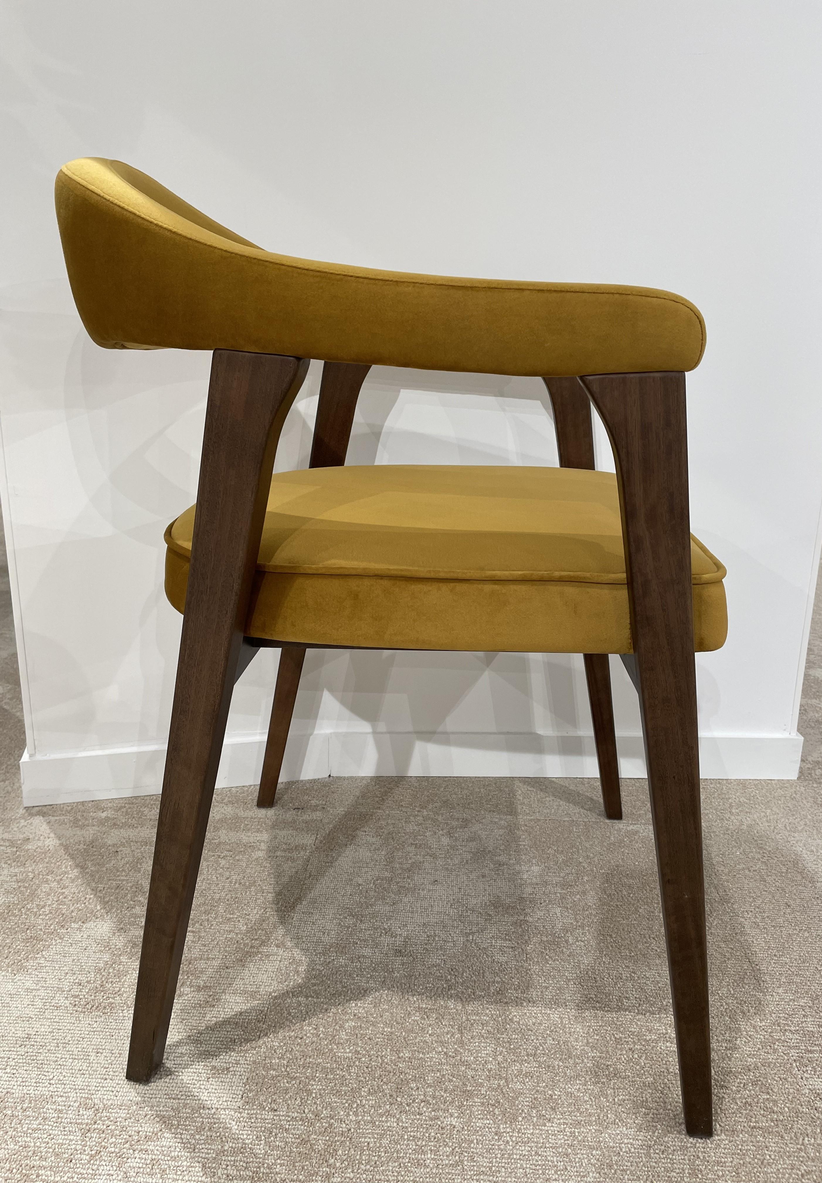 1960s Danish Design and Scandinavian Style Wooden and Velvet Fabric Chair For Sale 2