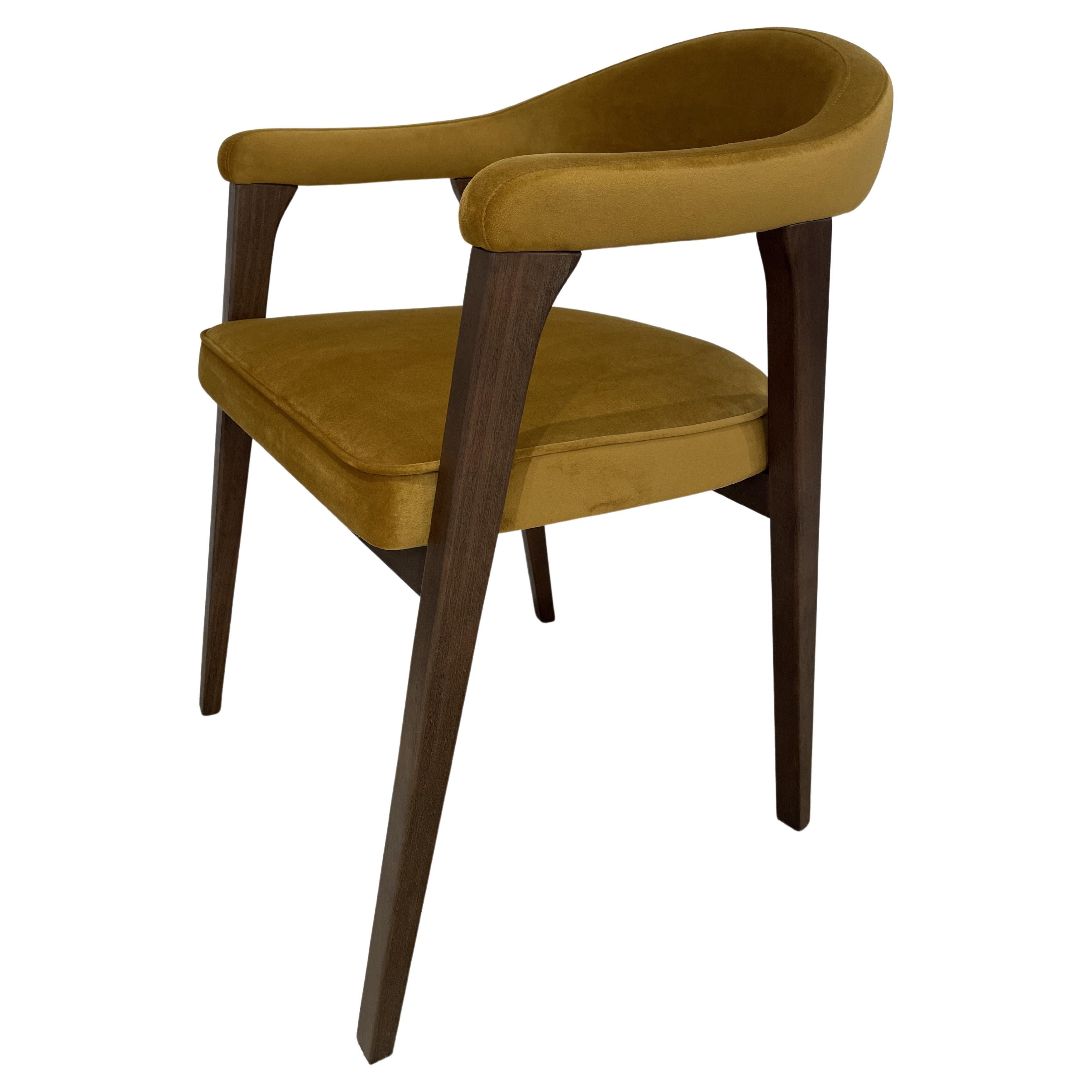 Chaise danoise des années 1960 et de style scandinave en bois et tissu de velours