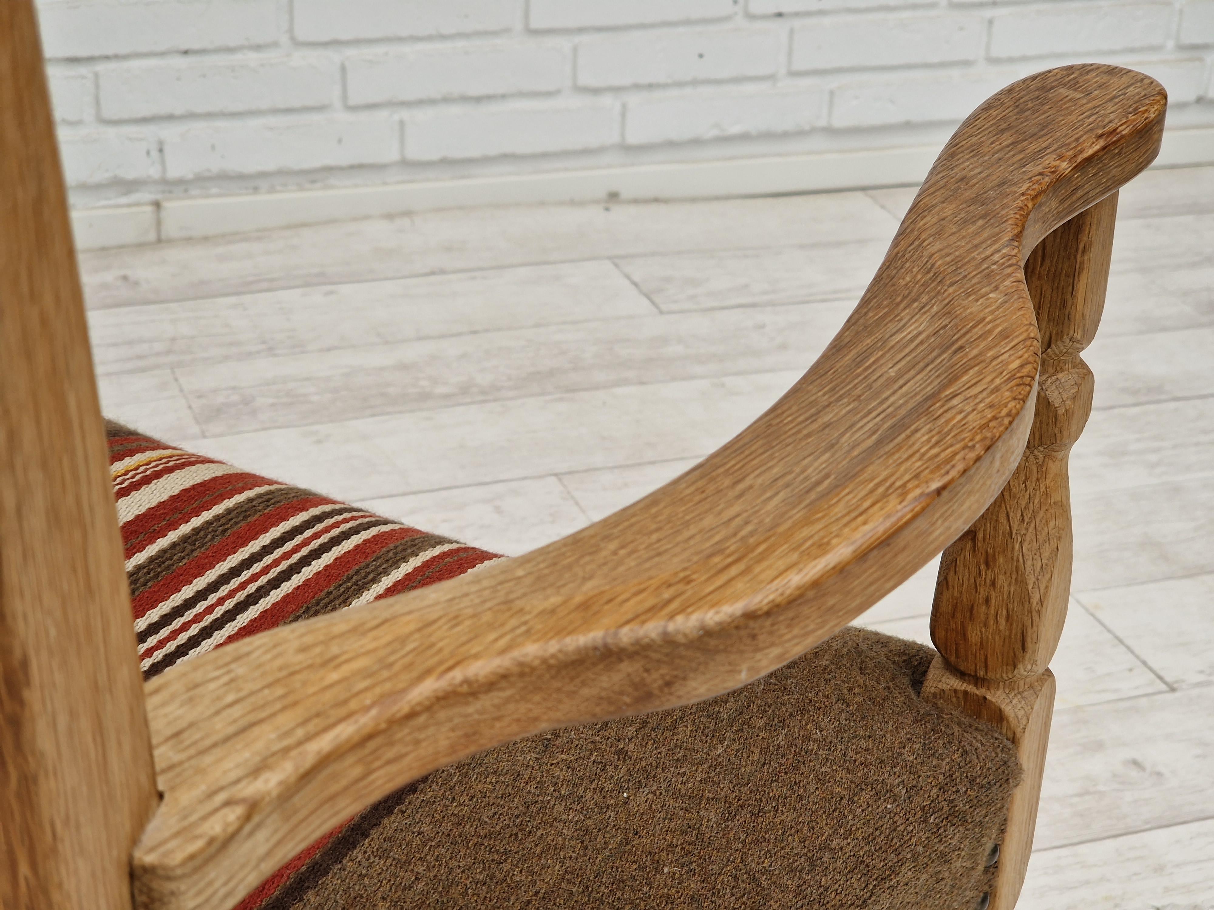 1960s, Danish Design, Armchair, Oak Wood, Furniture Wool For Sale 5