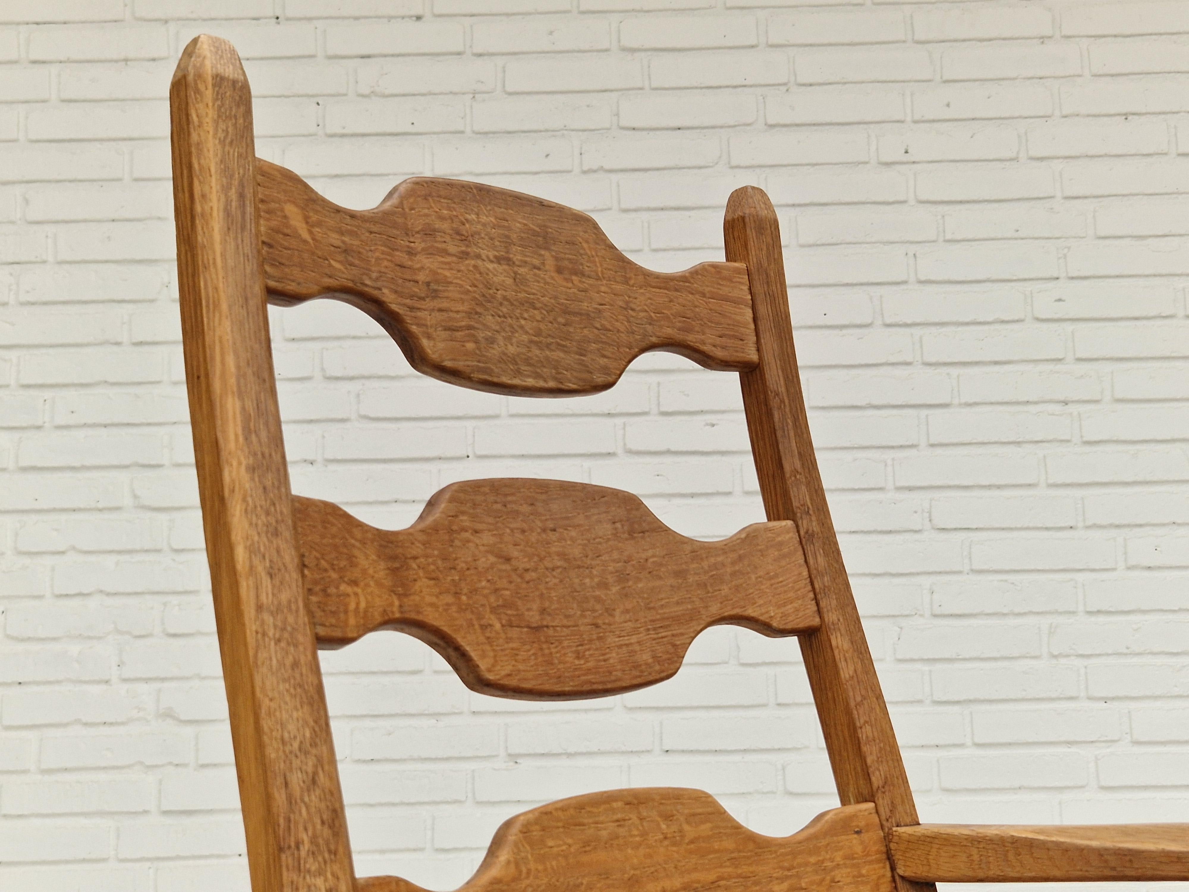 1960er Jahre, Dänisches Design, Sessel, Eichenholz, Möbelwolle. im Angebot 5