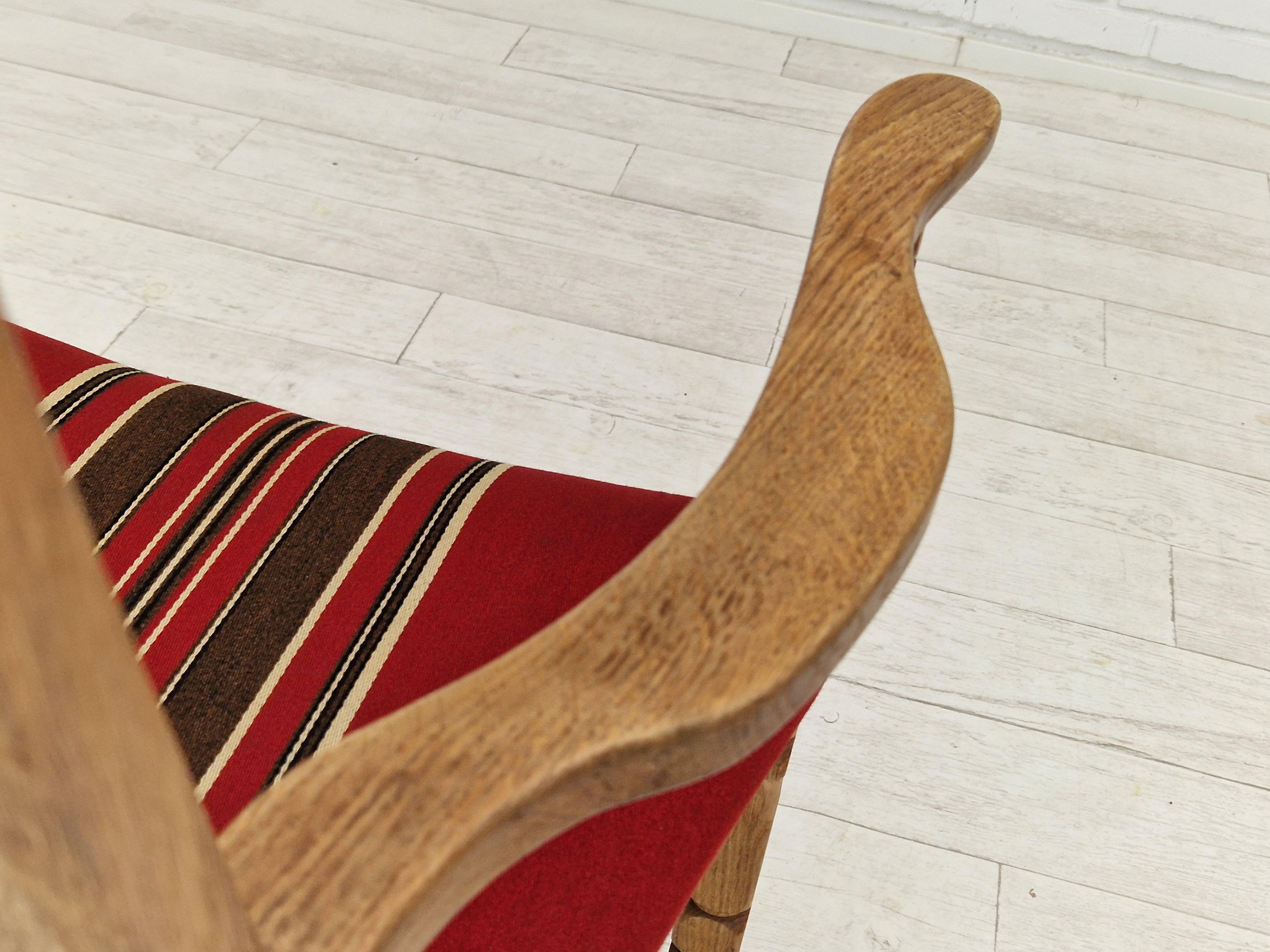1960s, Danish Design, Armchair, Oak Wood, Furniture Wool For Sale 8