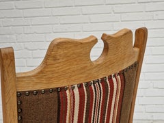 1960s, Danish Design, Armchair, Oak Wood, Furniture Wool