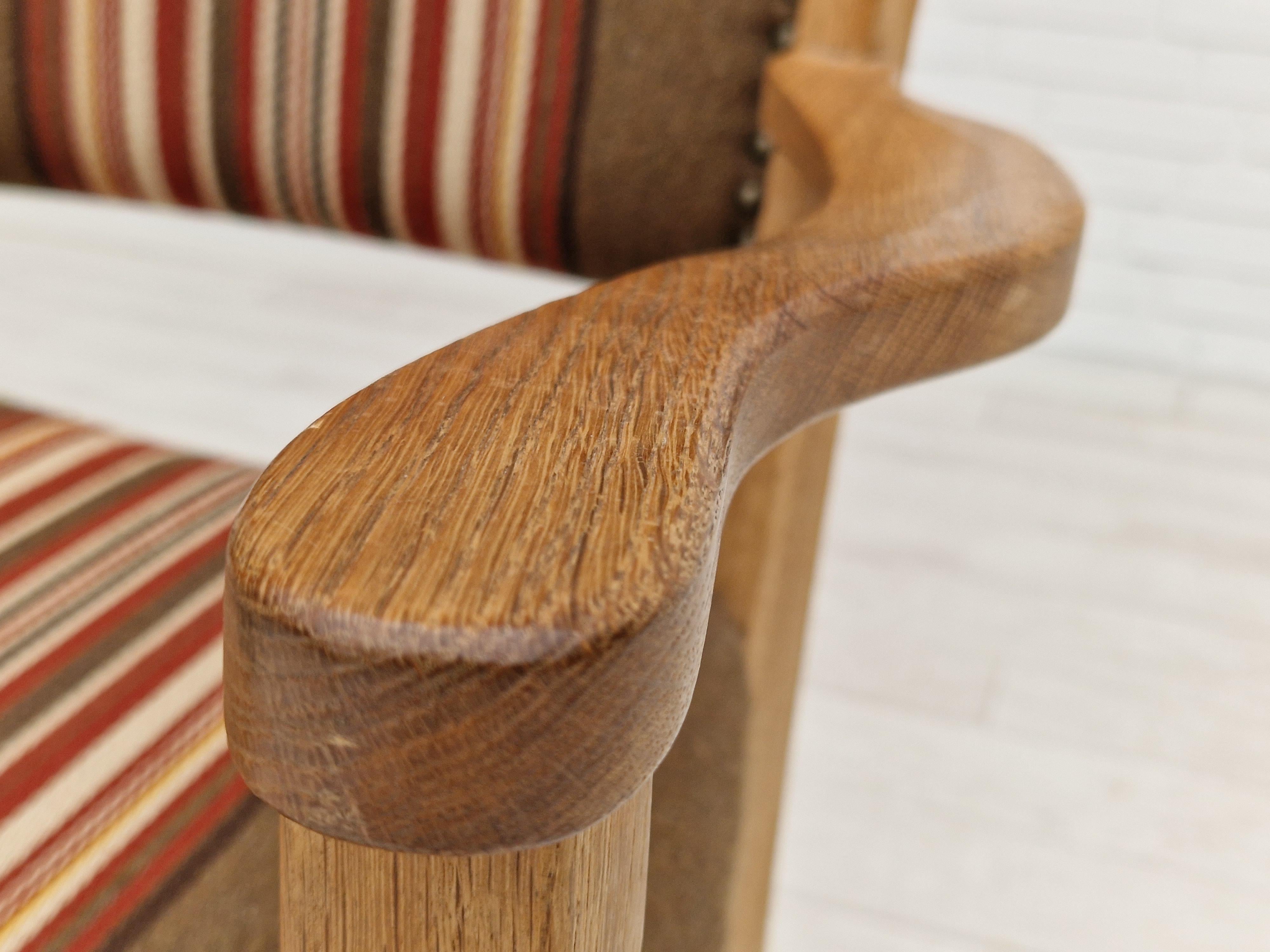 1960s, Danish Design, Armchair, Oak Wood, Furniture Wool For Sale 1