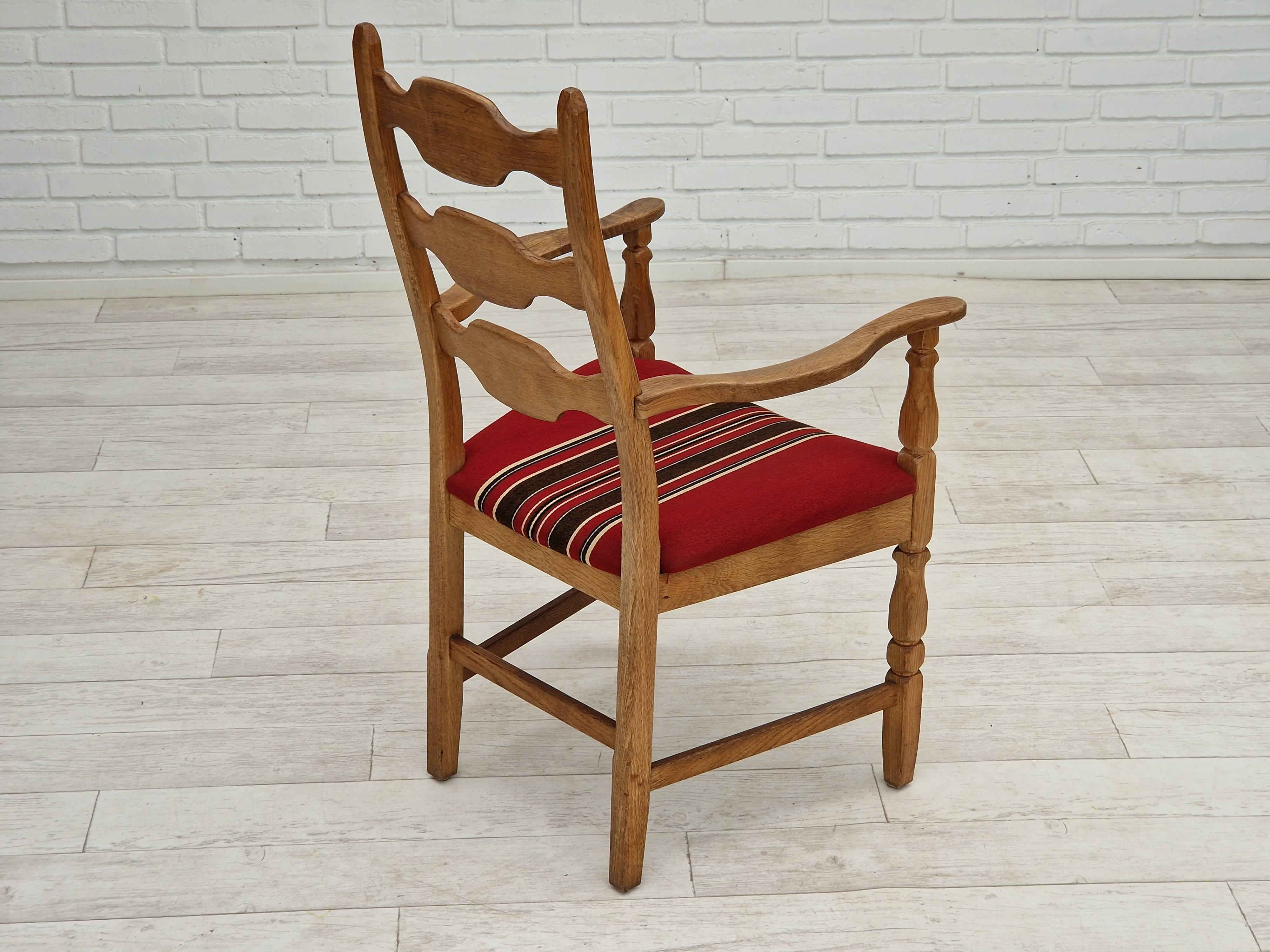 1960s, Danish Design, Armchair, Oak Wood, Furniture Wool For Sale 2