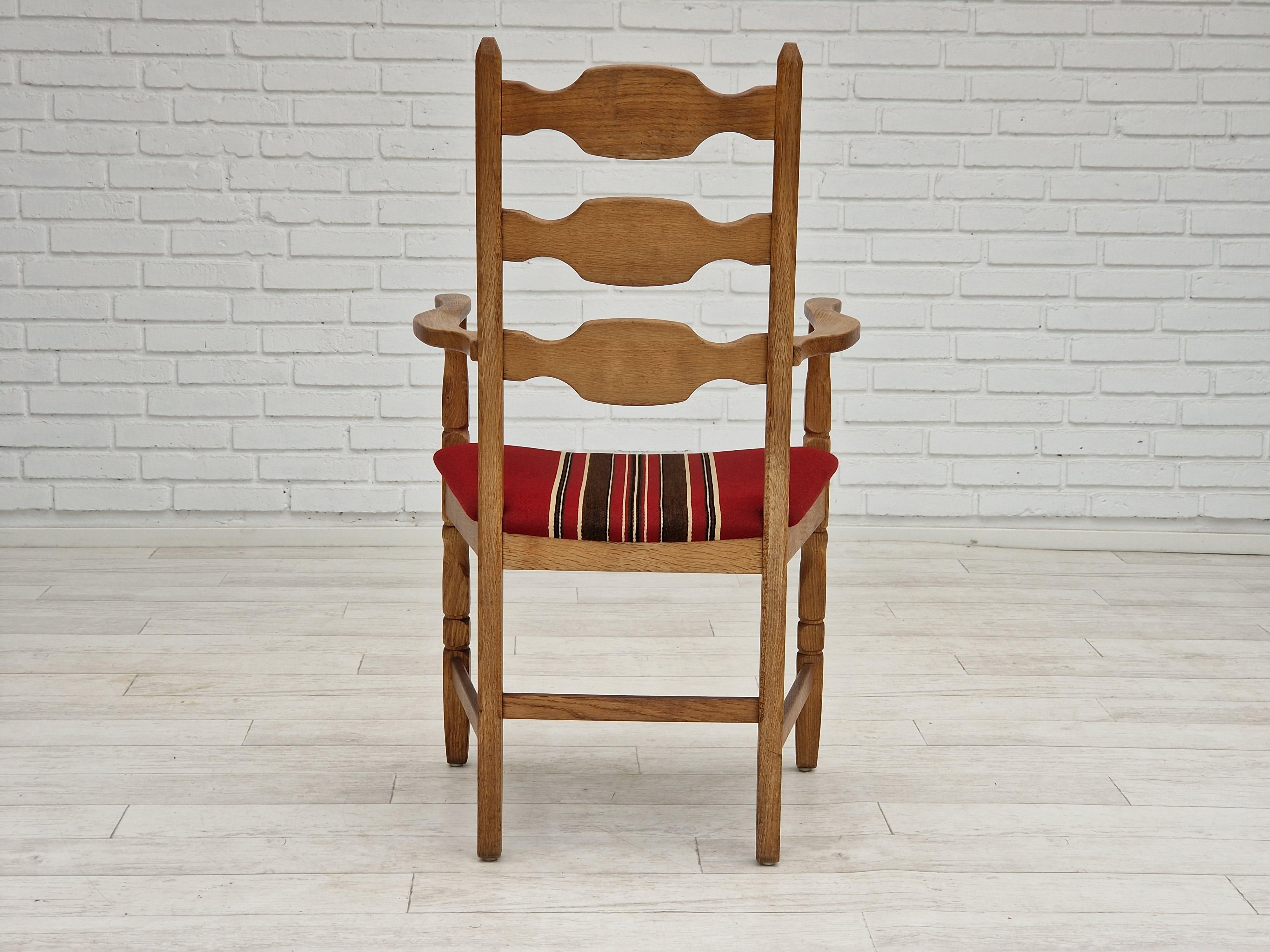 1960s, Danish Design, Armchair, Oak Wood, Furniture Wool For Sale 3