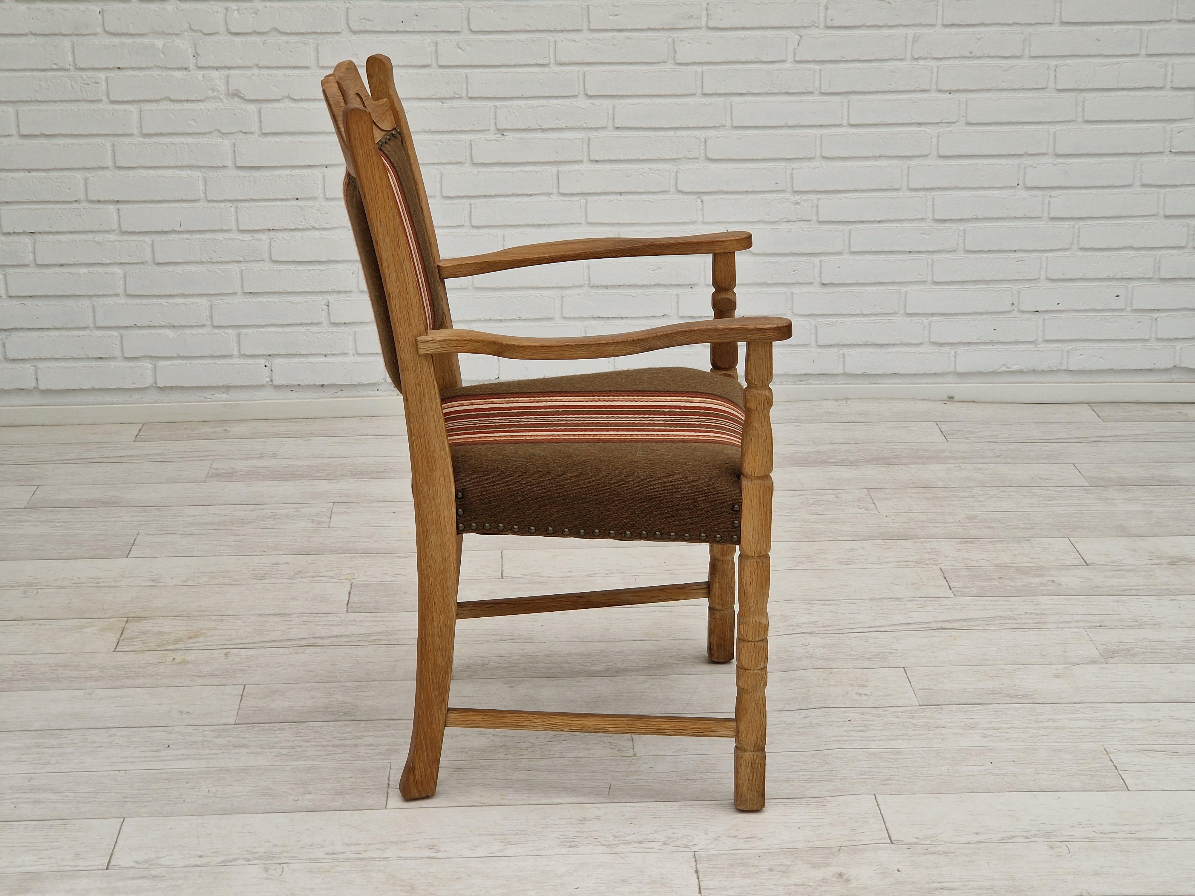 1960s, Danish Design, Armchair, Oak Wood, Furniture Wool For Sale 3