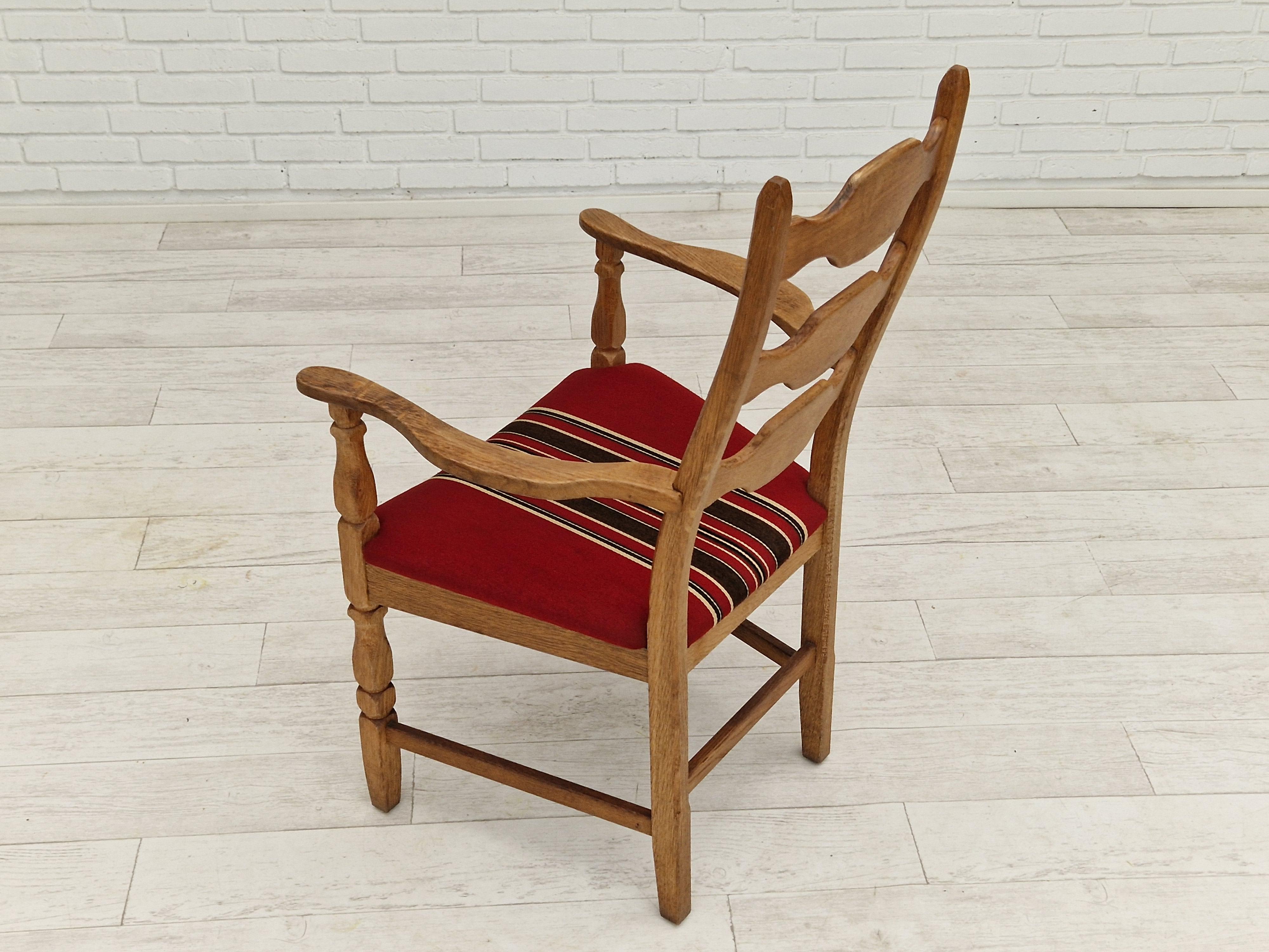 1960s, Danish Design, Armchair, Oak Wood, Furniture Wool For Sale 4