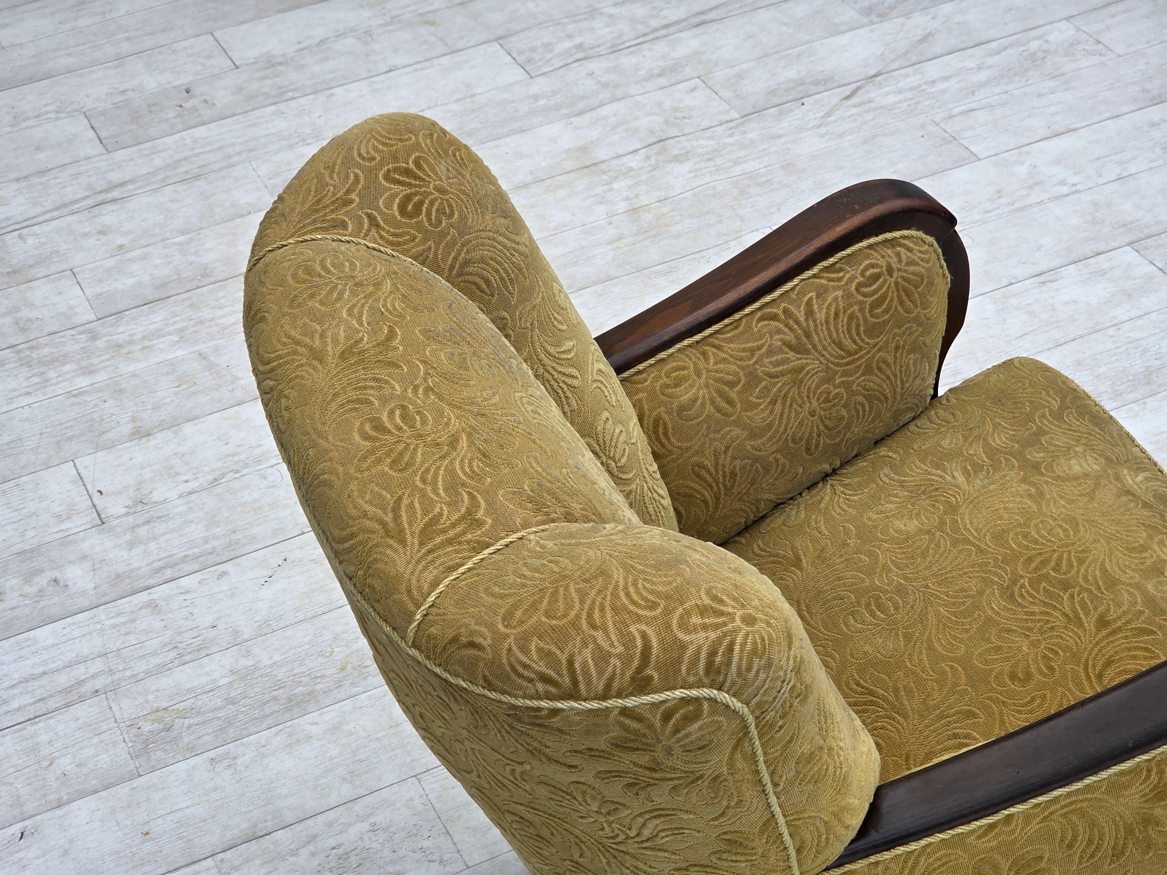 Dänisches Design, Sessel, Originalzustand, 1960er Jahre, Möbelstoff. im Angebot 4