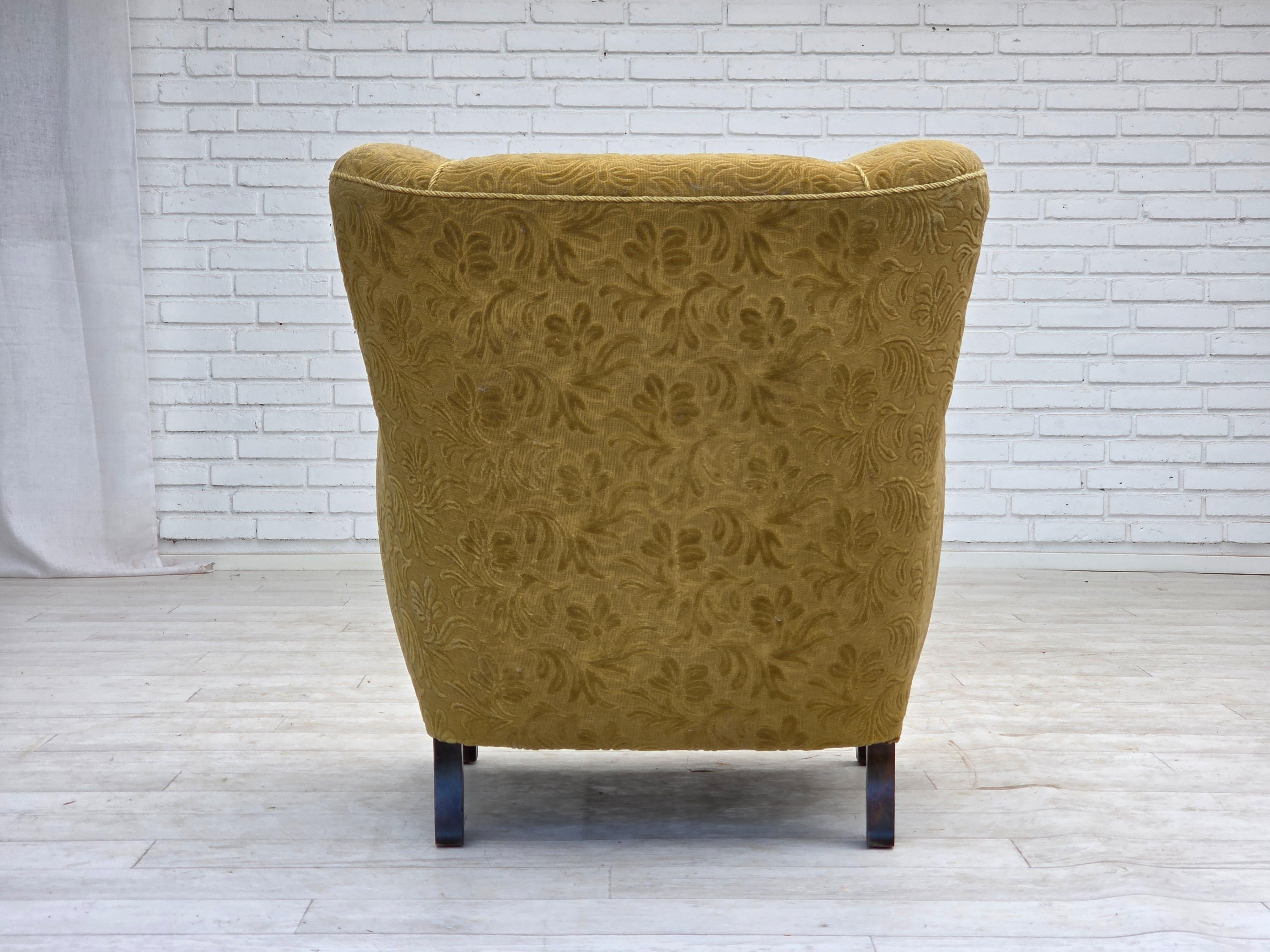 Dänisches Design, Sessel, Originalzustand, 1960er Jahre, Möbelstoff. im Angebot 6