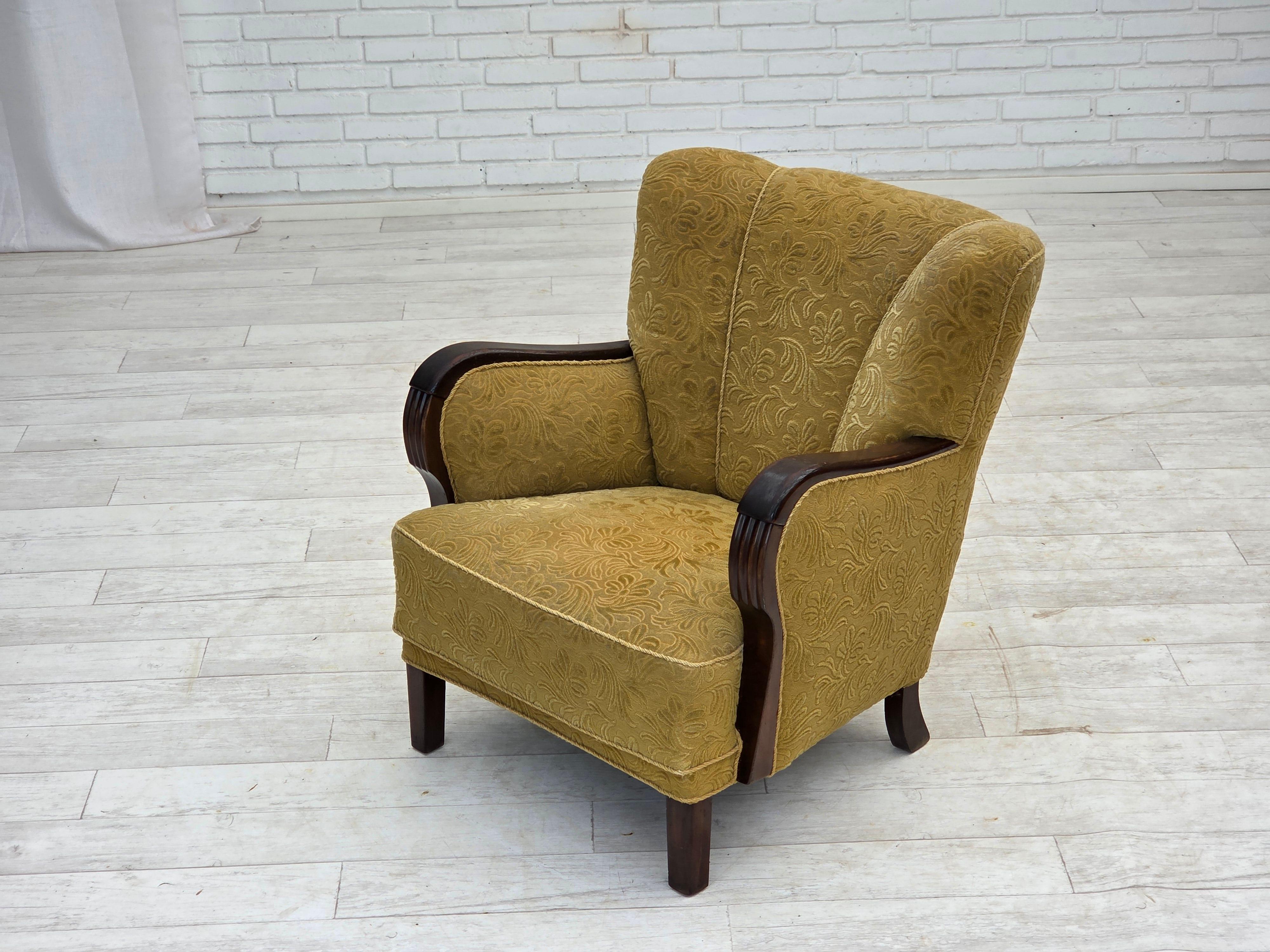 Dänisches Design, Sessel, Originalzustand, 1960er Jahre, Möbelstoff. im Angebot 10