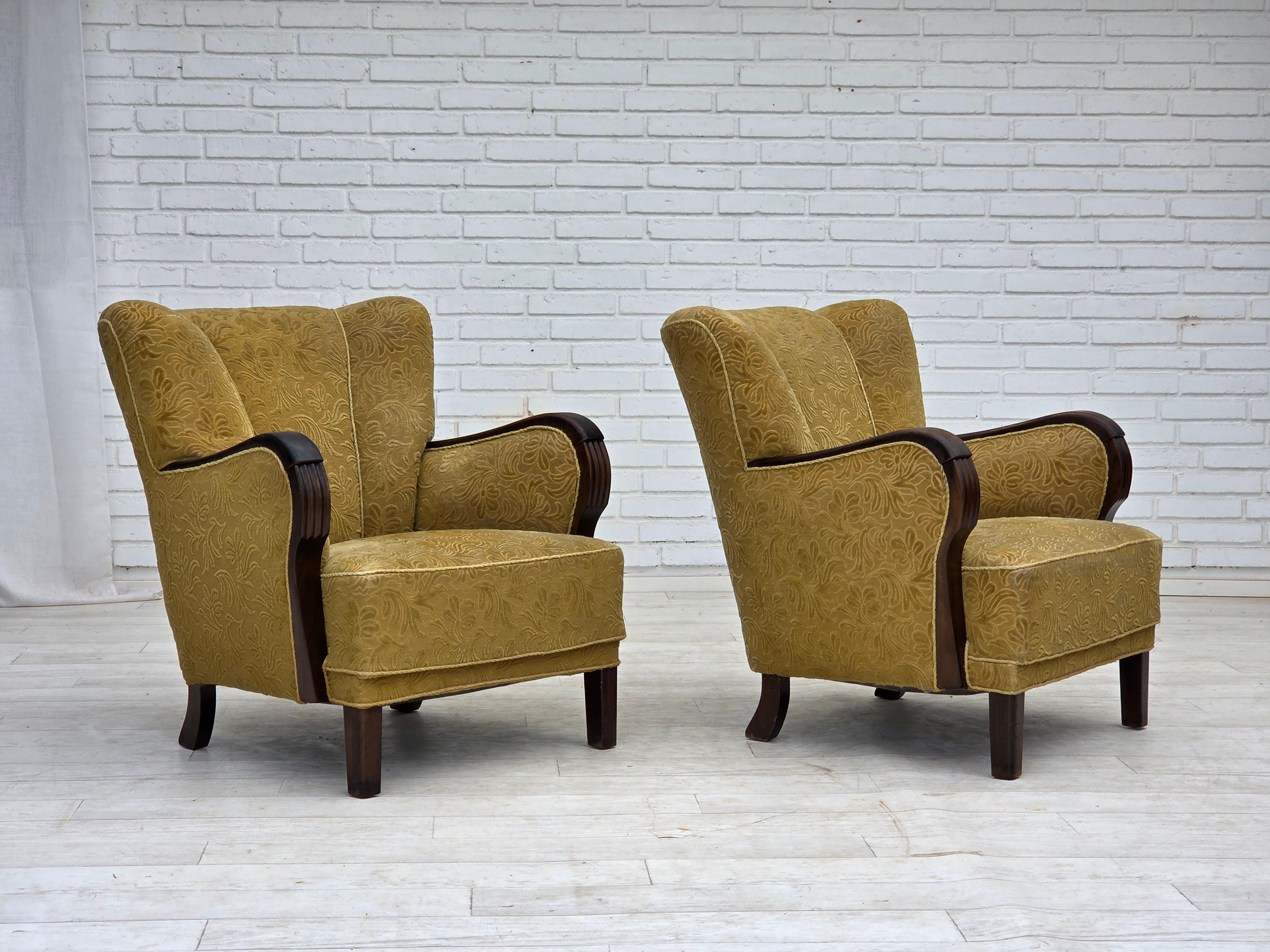 Dänisches Design, Sessel, Originalzustand, 1960er Jahre, Möbelstoff. im Angebot 13