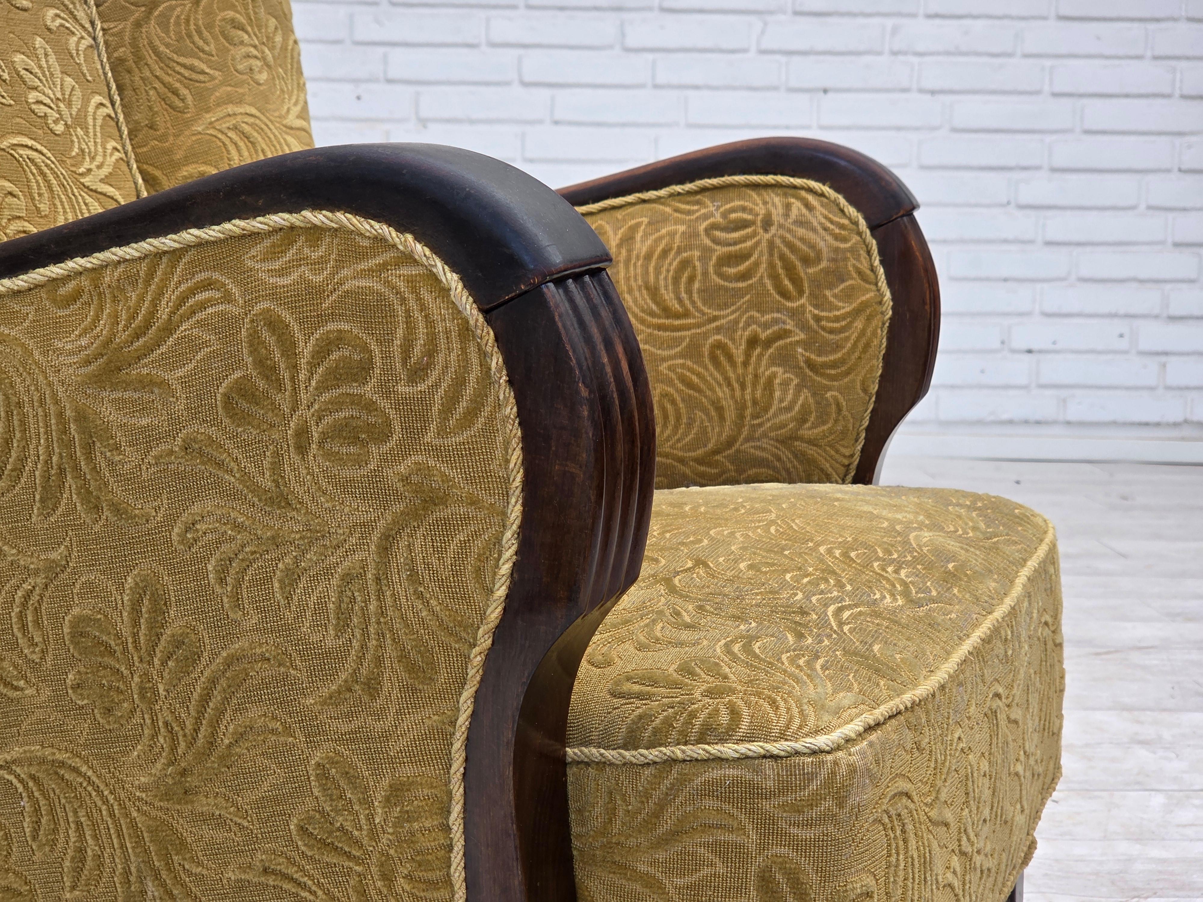 Dänisches Design, Sessel, Originalzustand, 1960er Jahre, Möbelstoff. (Skandinavische Moderne) im Angebot