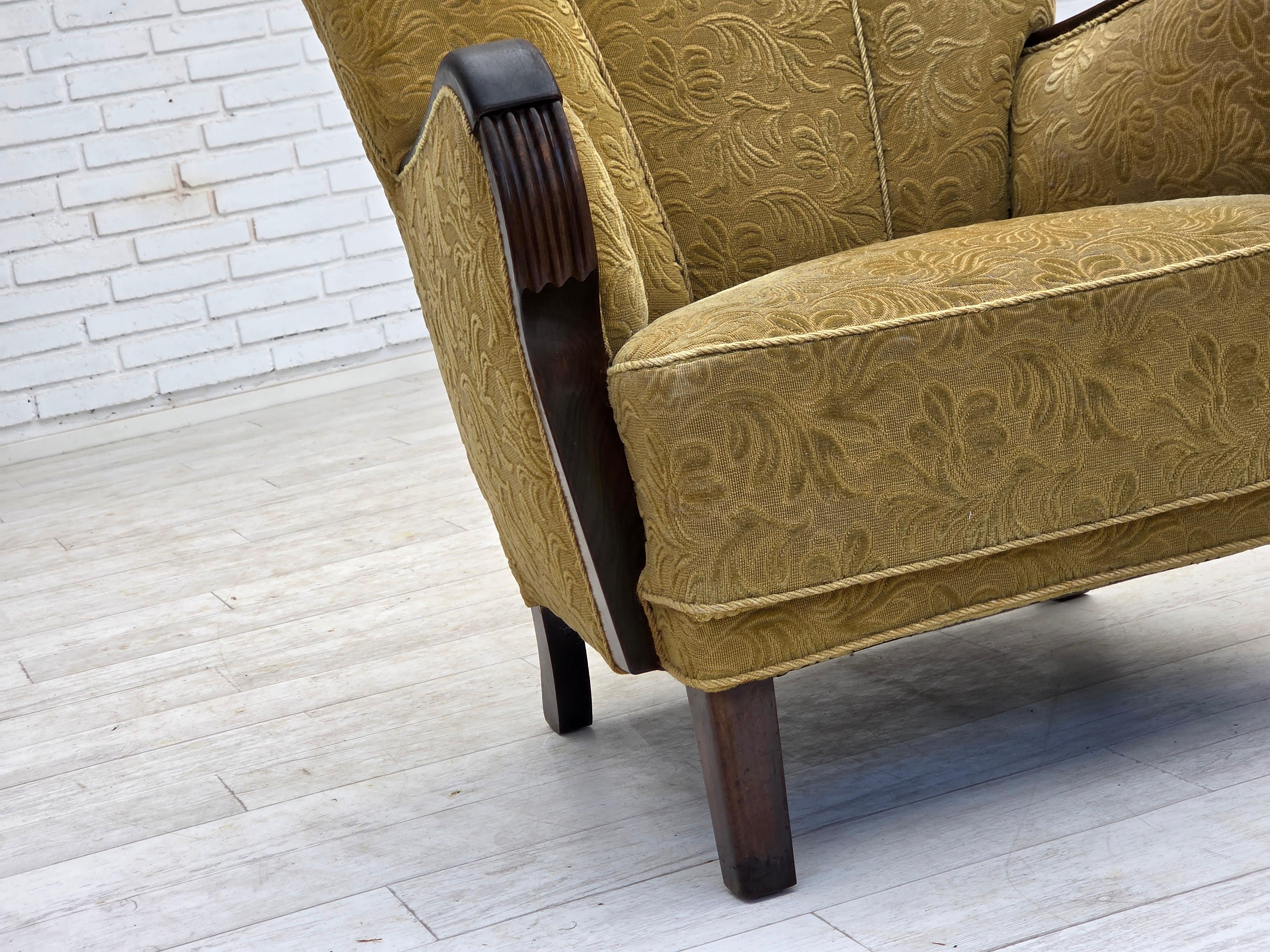 Dänisches Design, Sessel, Originalzustand, 1960er Jahre, Möbelstoff. im Angebot 1