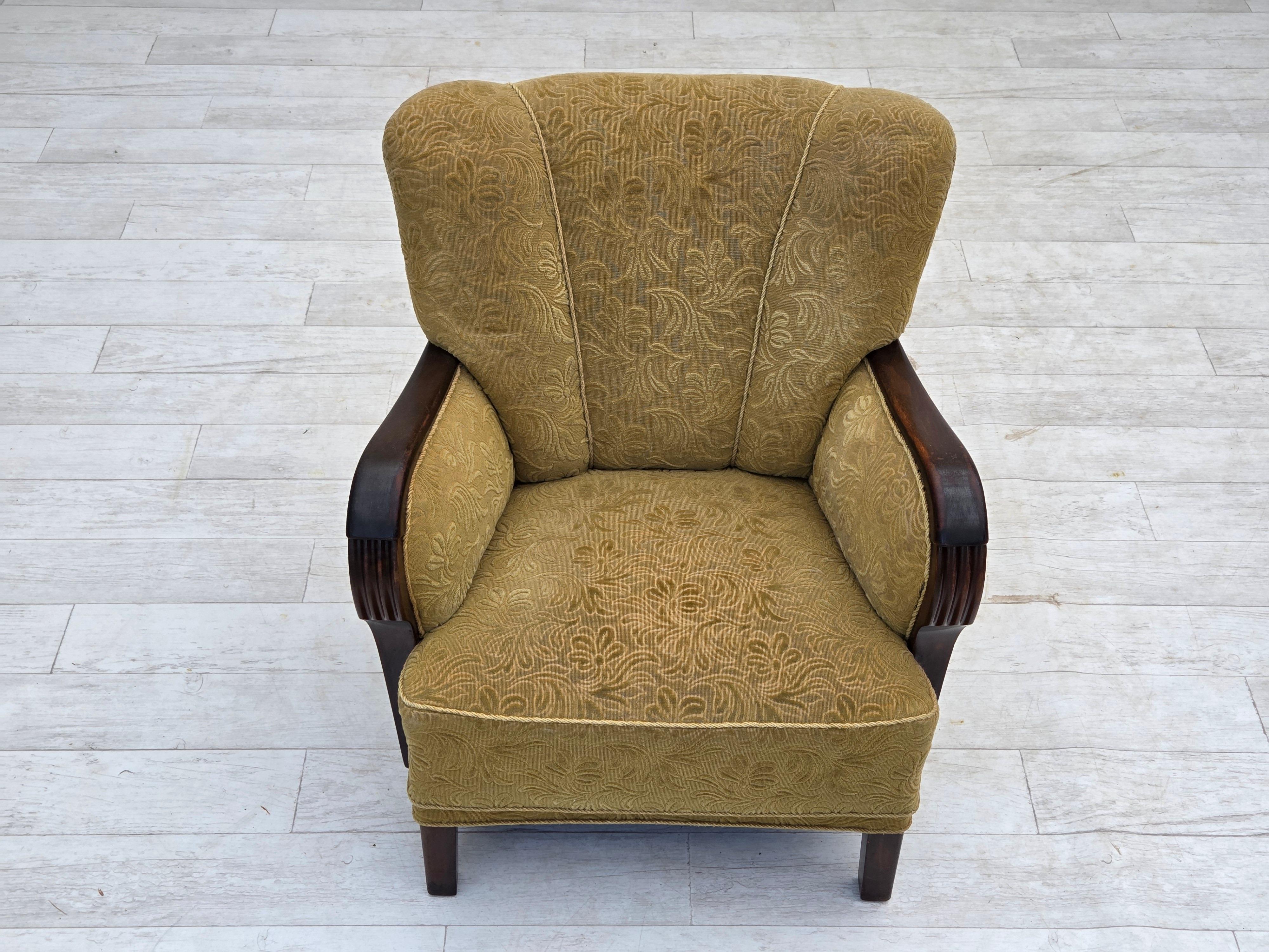 Dänisches Design, Sessel, Originalzustand, 1960er Jahre, Möbelstoff. im Angebot 2